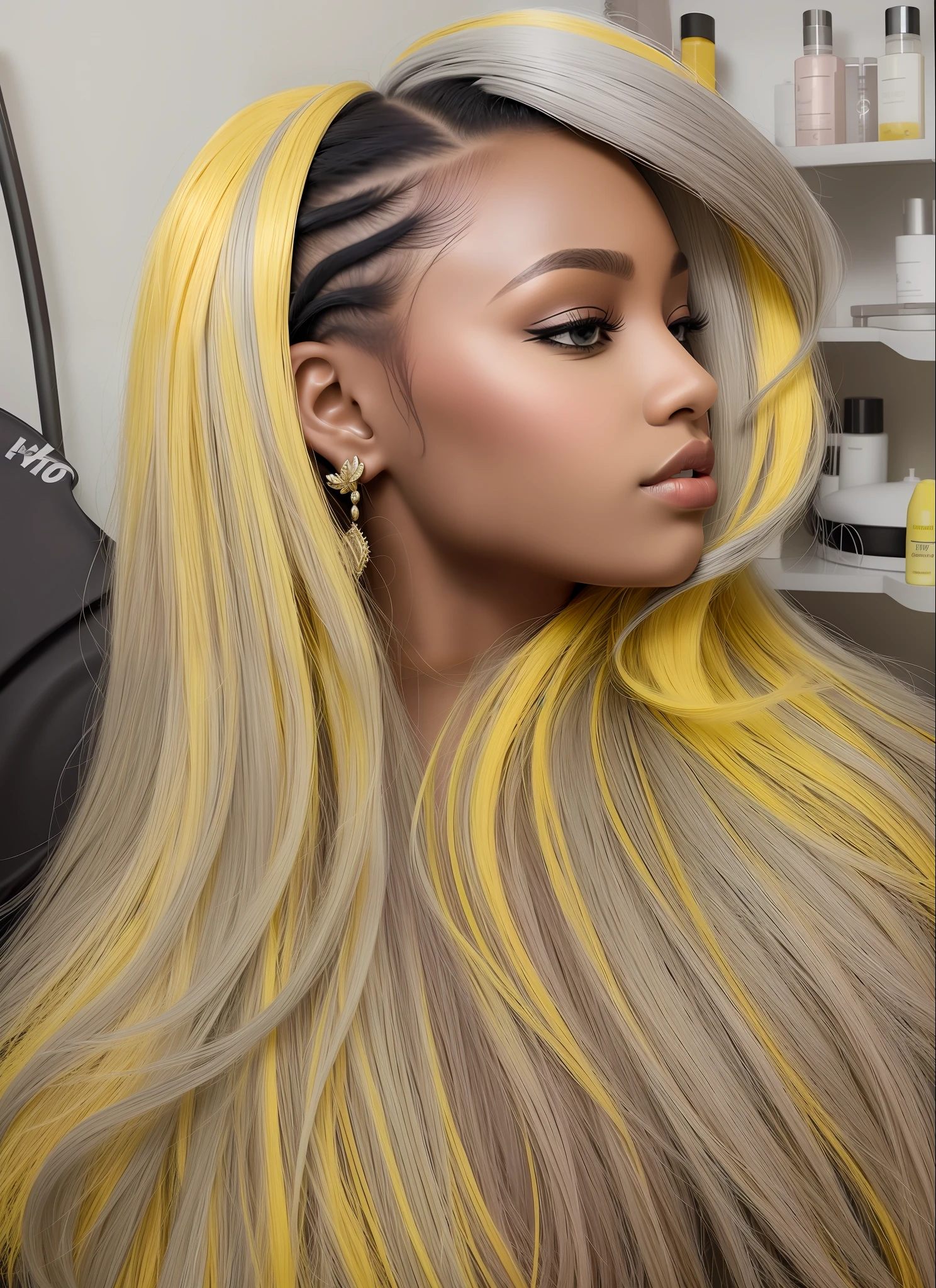 Logo of a hair african beauty saloon yellow and grey color.
Named : BENKADY BEAUTY