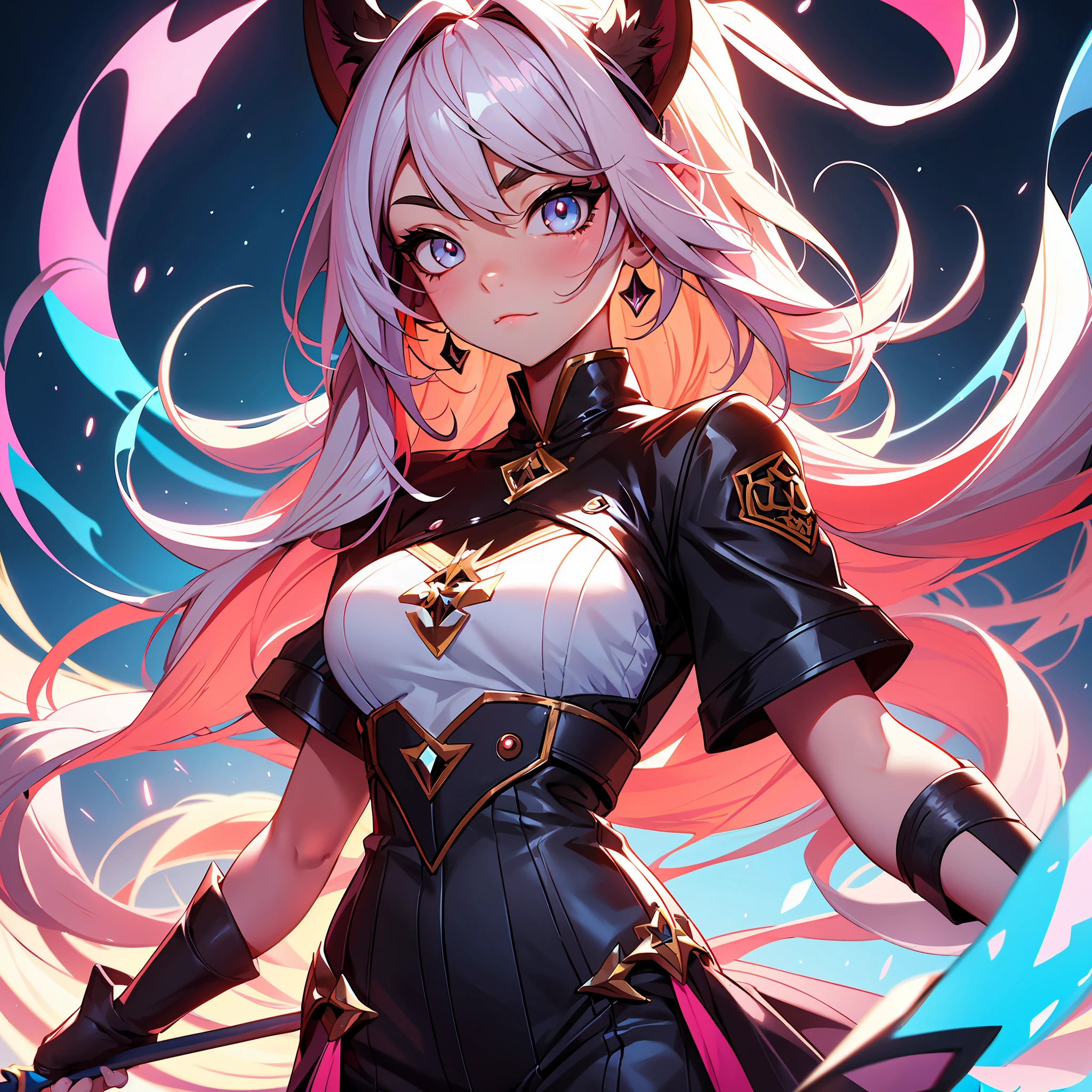 Anime character with bright eyes and rabbit head, RossDraw Vibrant Cartoon, epic digital art illustration, :: Rossdraws, RossDraw Portrait, Sylas, RossDraw digital painting, RossDraw 2. 0, epic fantasy digital art style, cute face in demon slayer art, epic portrait illustration, 4k detailed digital art, rossdraw global lighting