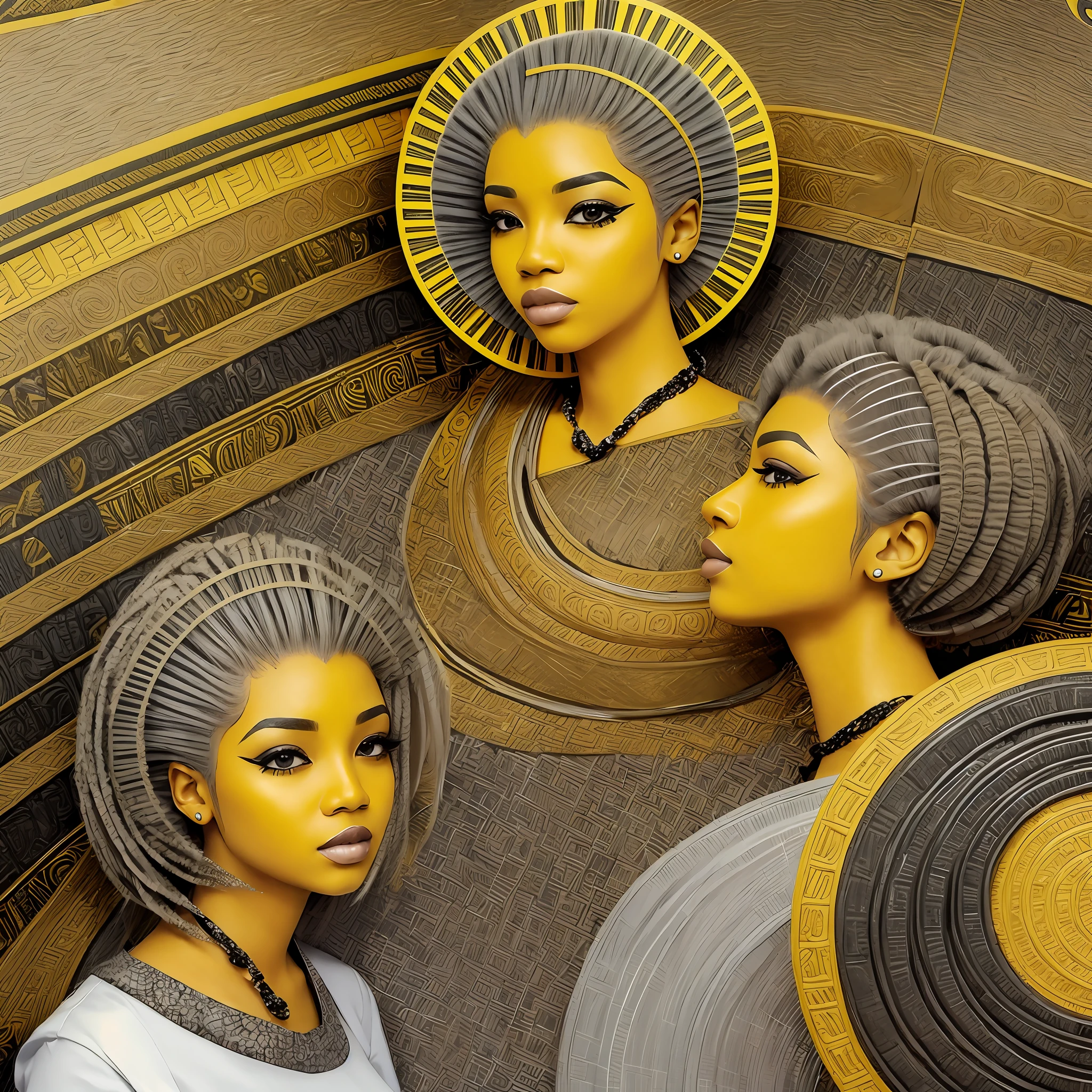 Logo of a hair african beauty shop yellow and grey color.