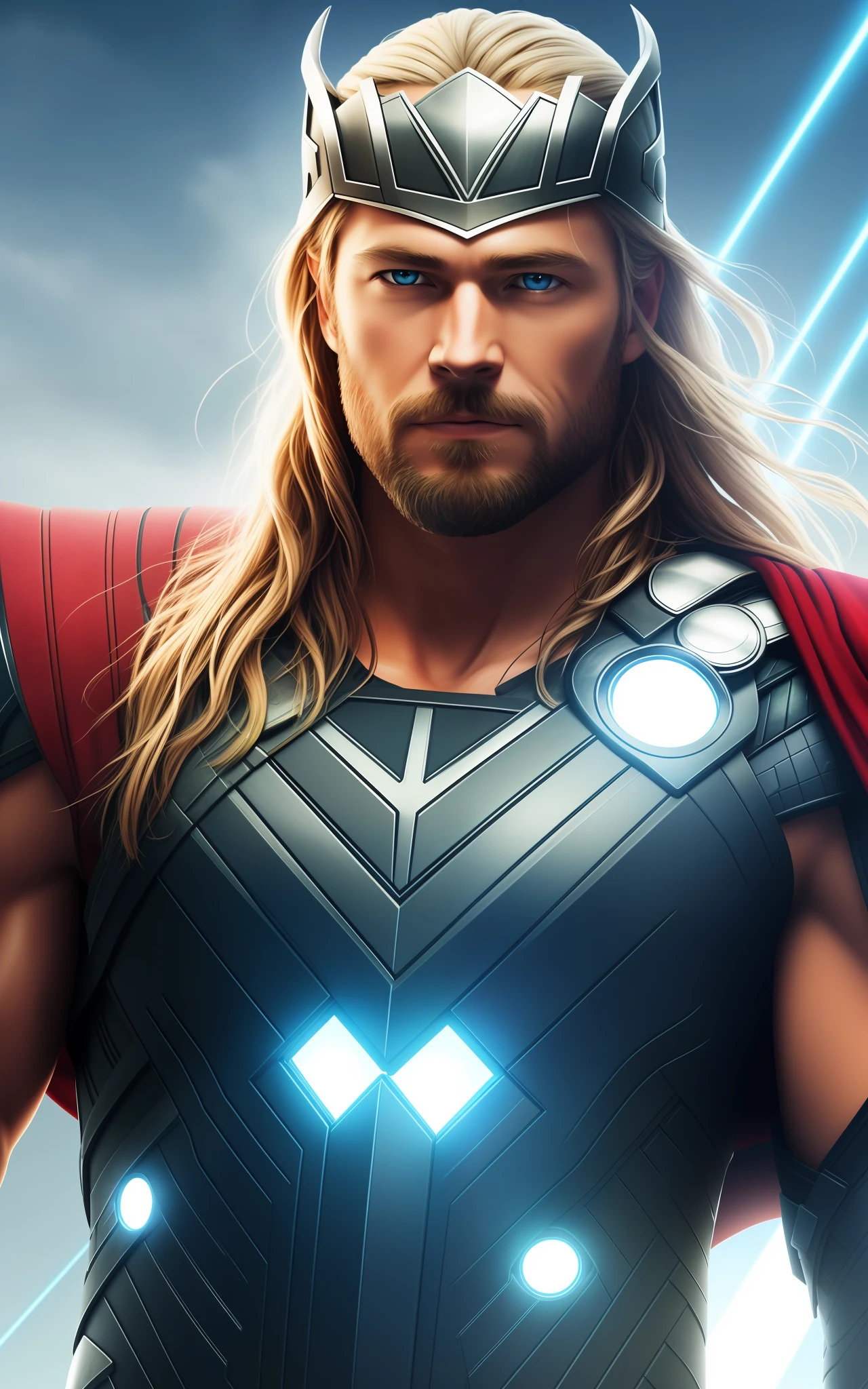 Thor, eyes coming out rays, rendered, 8k