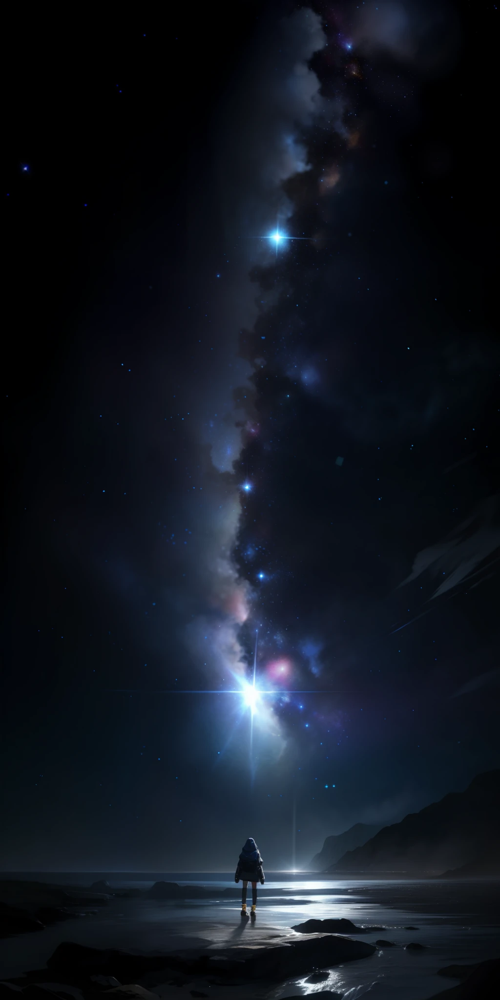 Starry sky, stars, huge black holes, epic, highest quality, highest detail