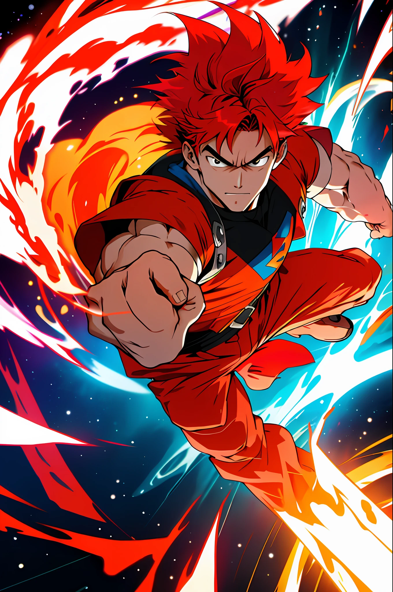 goran Supersayajin Ultra huge red hair gradient
