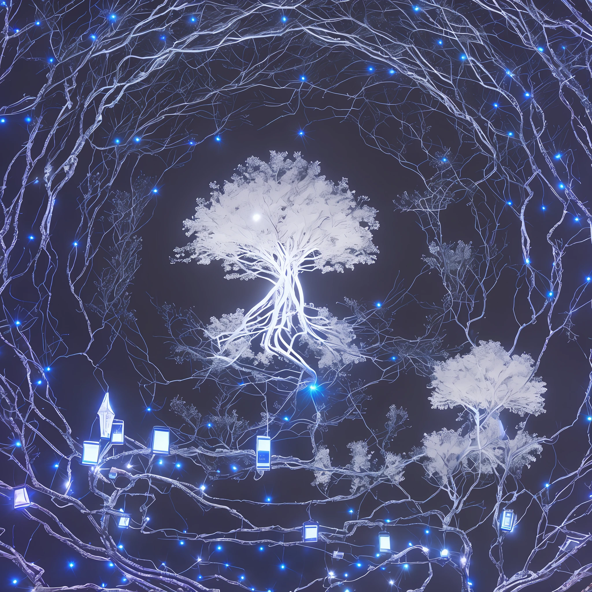 Close-up of a tree with a lot of lights inside
