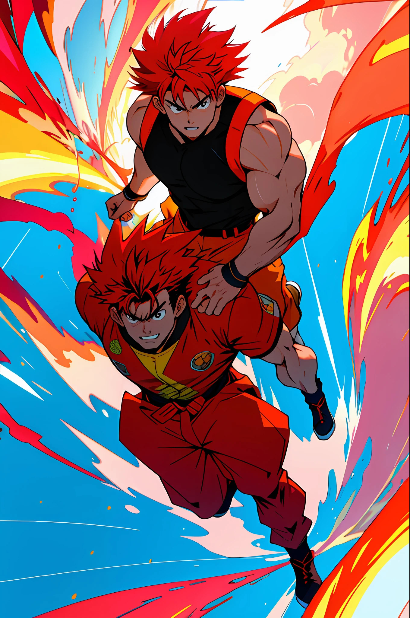 goran Supersayajin Ultra huge red hair gradient