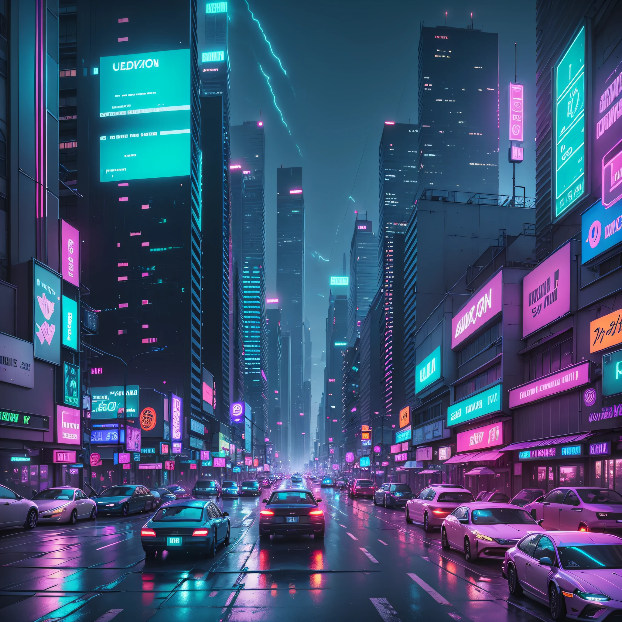 Cyberpunk city night view, neon lights, --auto --s2