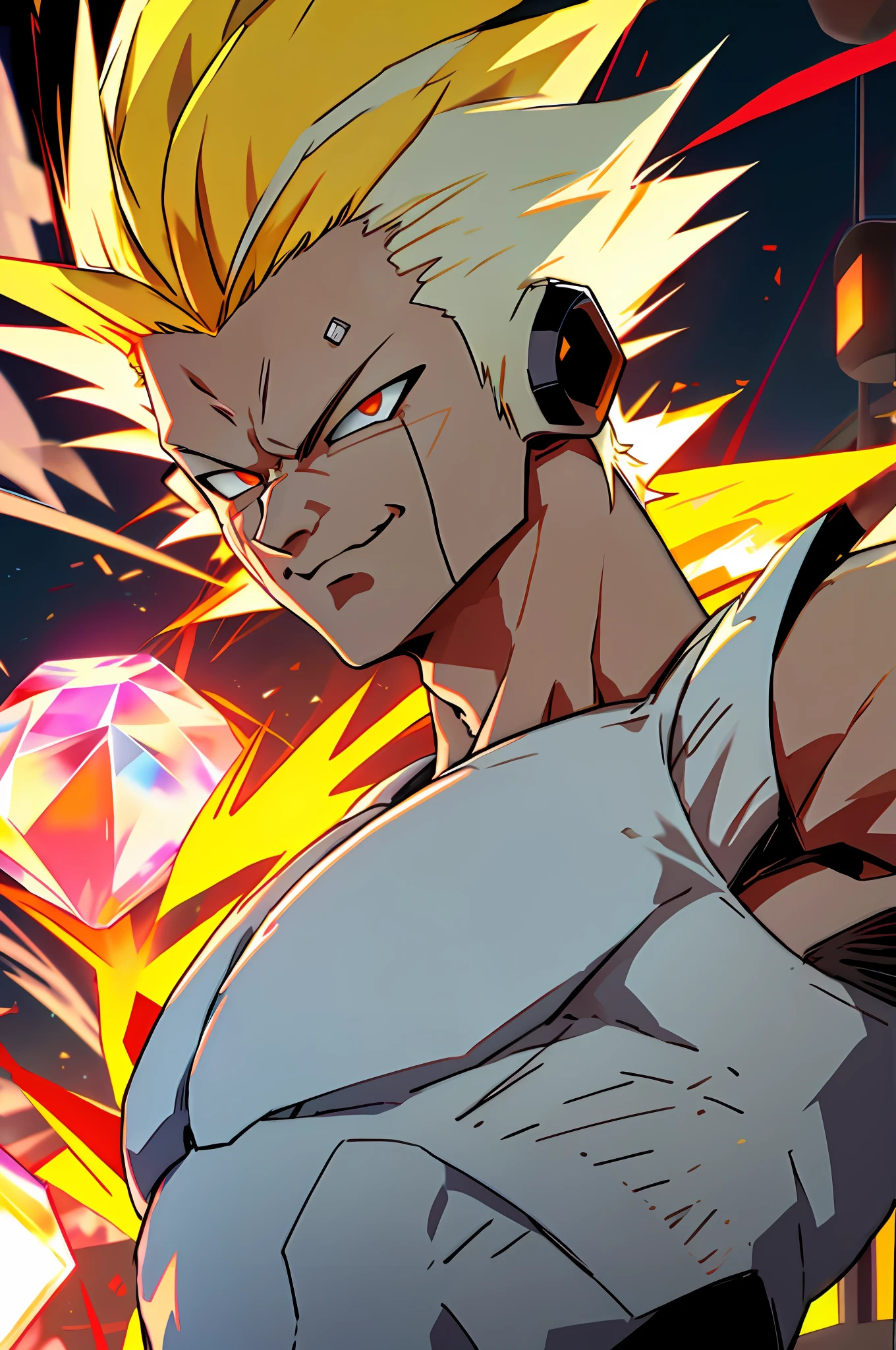 Ultra Supersayajin, diamond yellow hair and red eyes