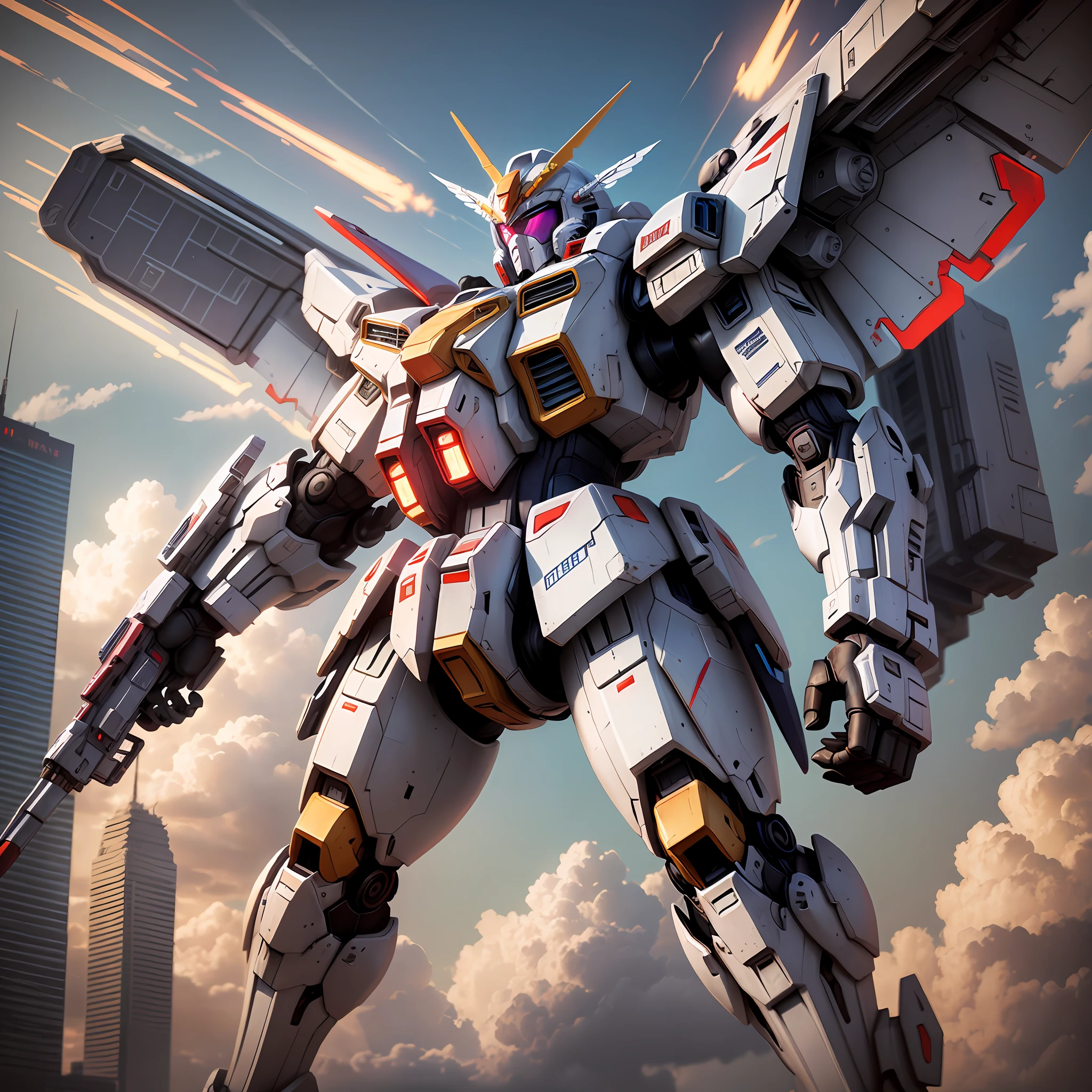 Super Giant Robot Wings of an Angel Gundam Cyberpunk Sci-Fi Future World Top Quality Ultra High Resolution Masterpiece 8k