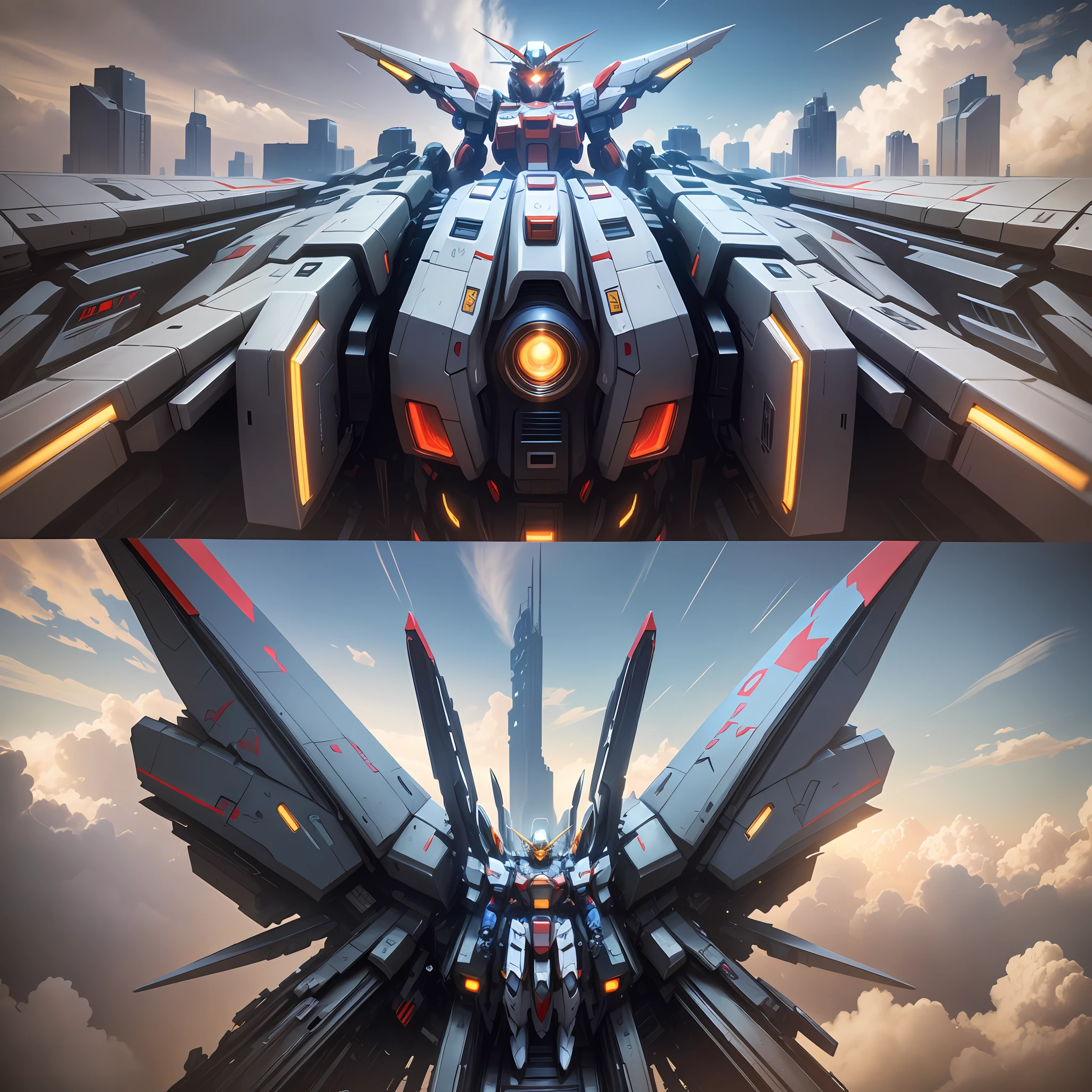 Super Giant Robot Wings of an Angel Gundam Cyberpunk Sci-Fi Future World Top Quality Ultra High Resolution Masterpiece 8k