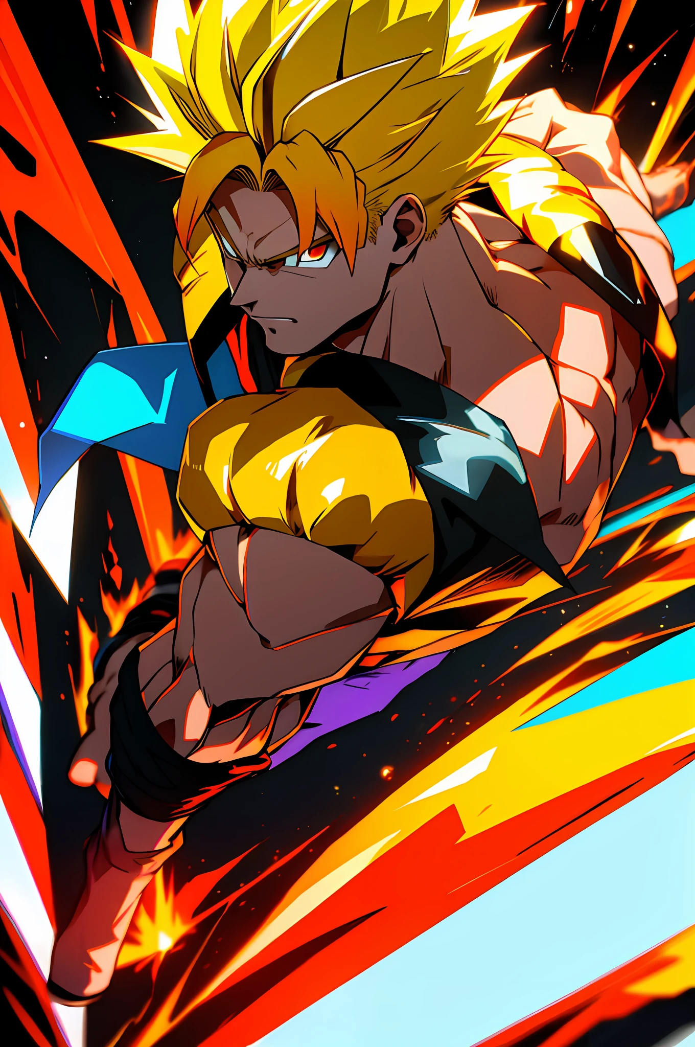 Ultra Supersayajin, diamond yellow hair and red eyes