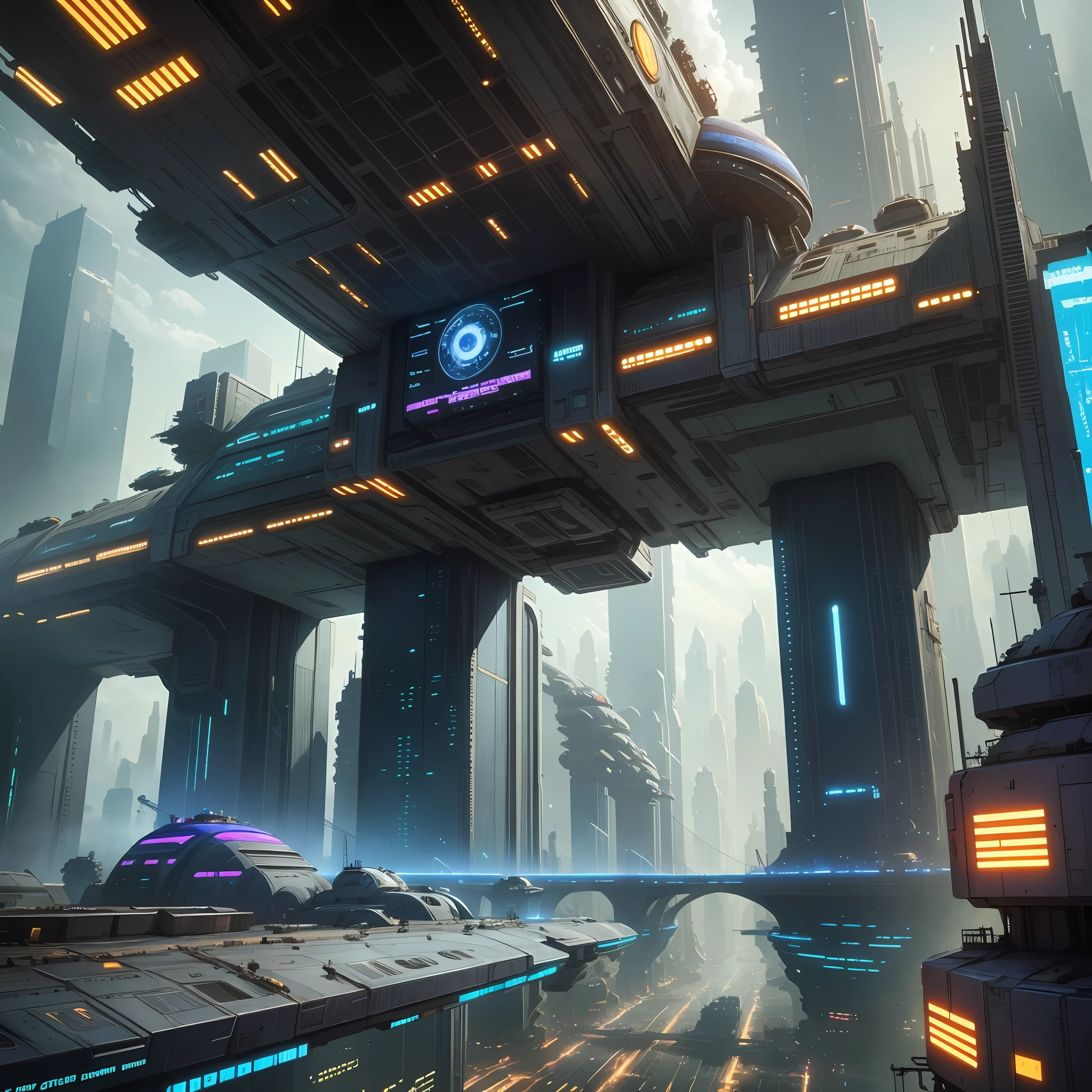 Space Station Space City Cyberpunk Sci-Fi Future World Top Quality Masterpiece