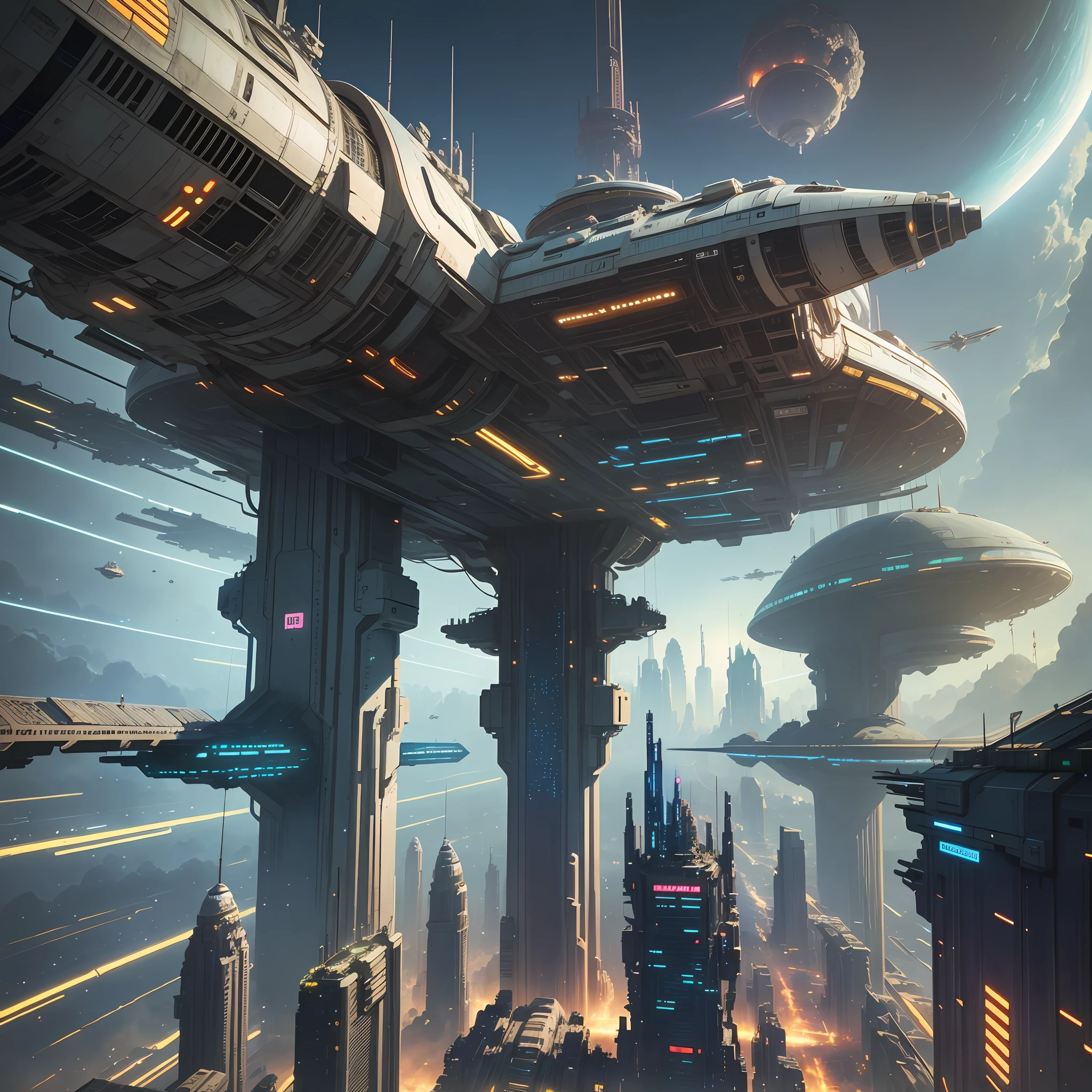 Space Station Space City Cyberpunk Sci-Fi Future World Top Quality Masterpiece