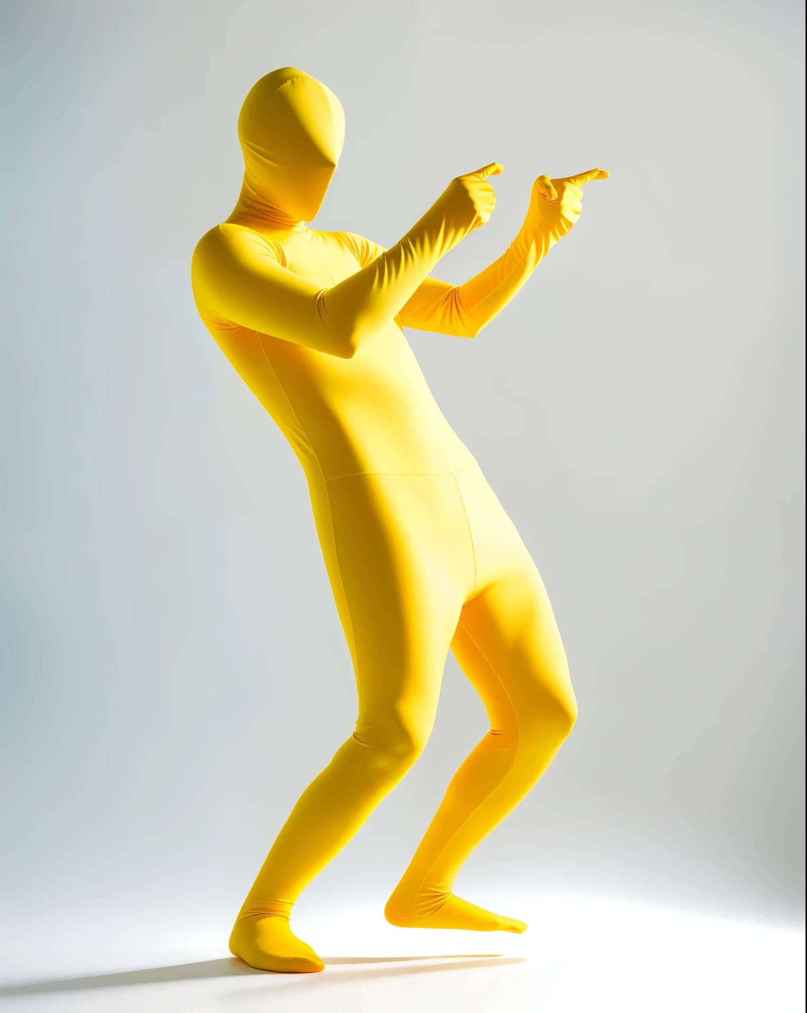 White background, yellow zentai suit, yellow full body tights