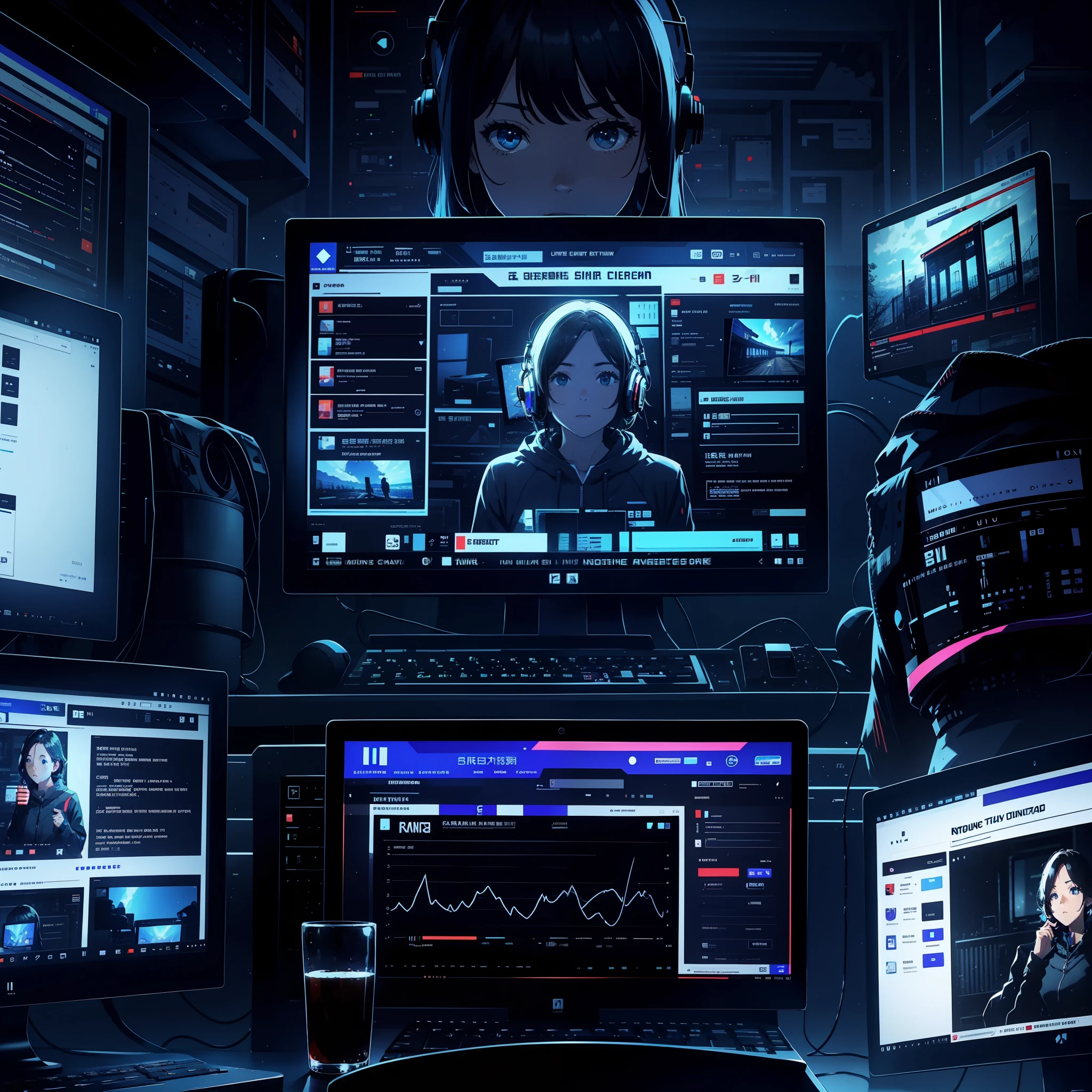 On the computer monitor, the live broadcast is turned on on the screen, and many messages are floating on the screen