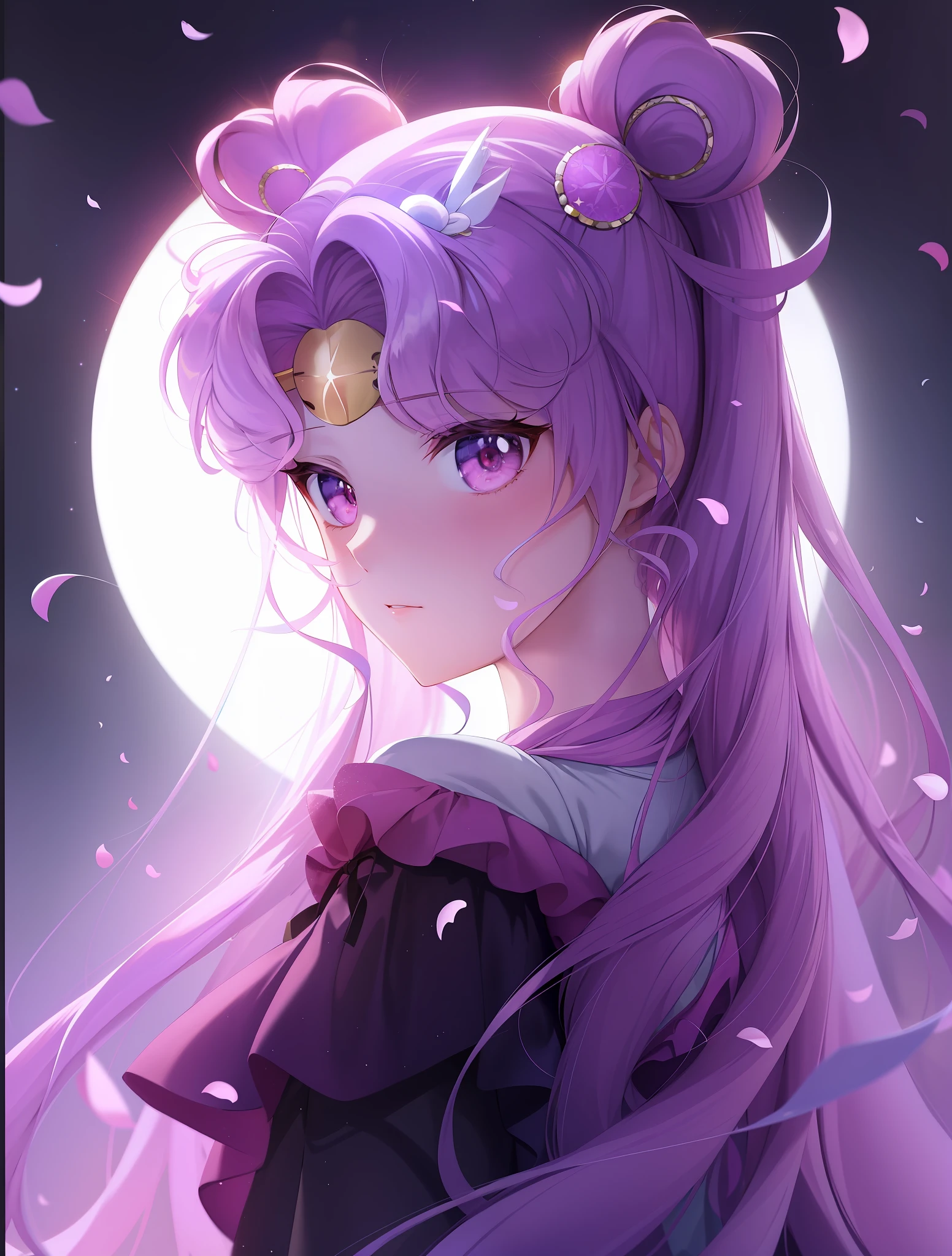 anime girl with long hair and a pink dress with a big moon in the background, beautiful anime portrait, anime style. 8k, portrait knights of zodiac girl, artwork in the style of guweiz, beautiful anime art style, anime style 4 k, the sailor moon. beautiful, beautiful anime, beautiful anime style, extremely detailed artgerm, guweiz