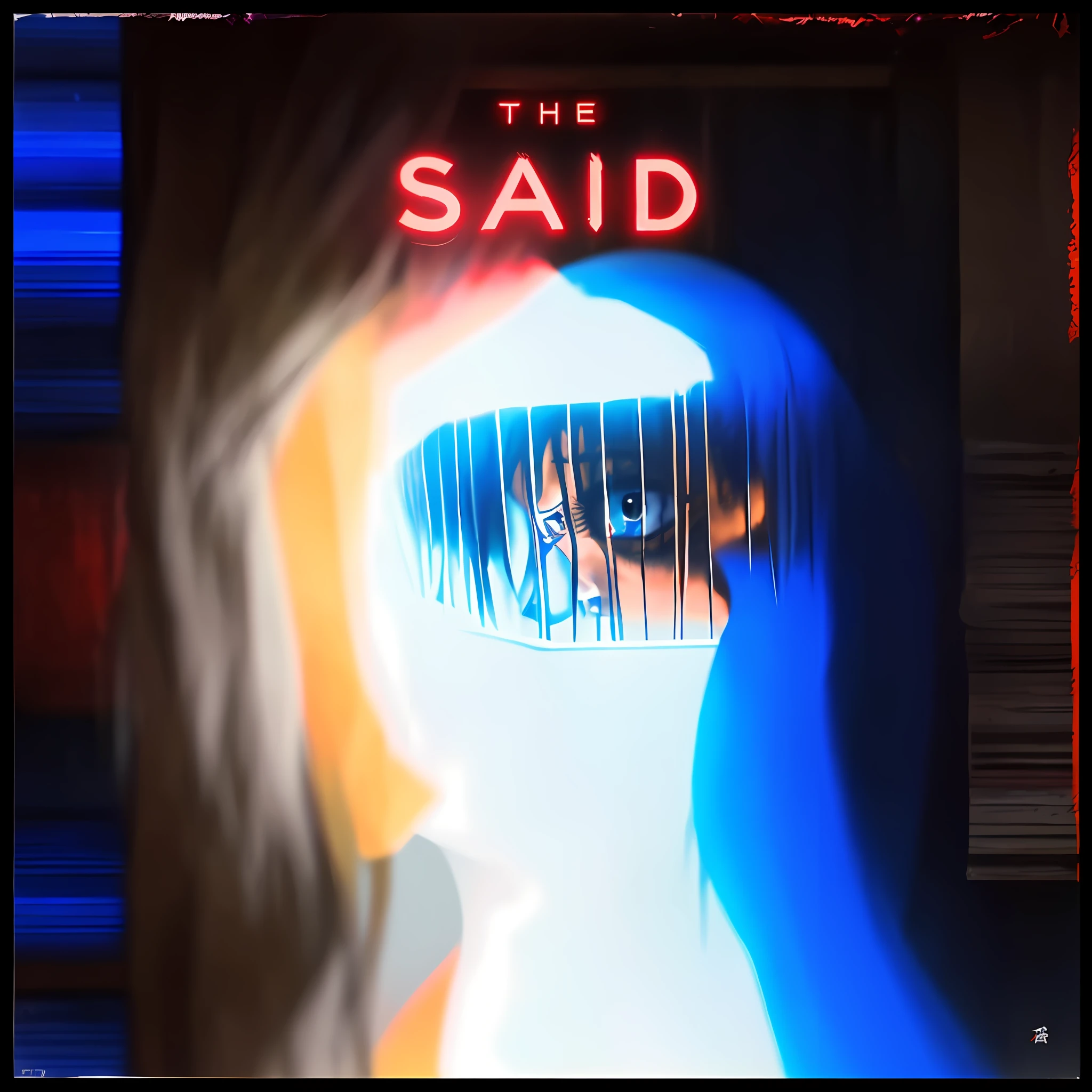 there's a poster of a man a woman in a cage with a screaming demon, sad, the (empty, sao, by Shaddy Safadi, cover art, official fanart, official poster, the bad, cover of a new video game, saw, I said, promotional poster, intricate heterochromatic sad, the void, , 😭🤮 💔 paid art art name THE SAID