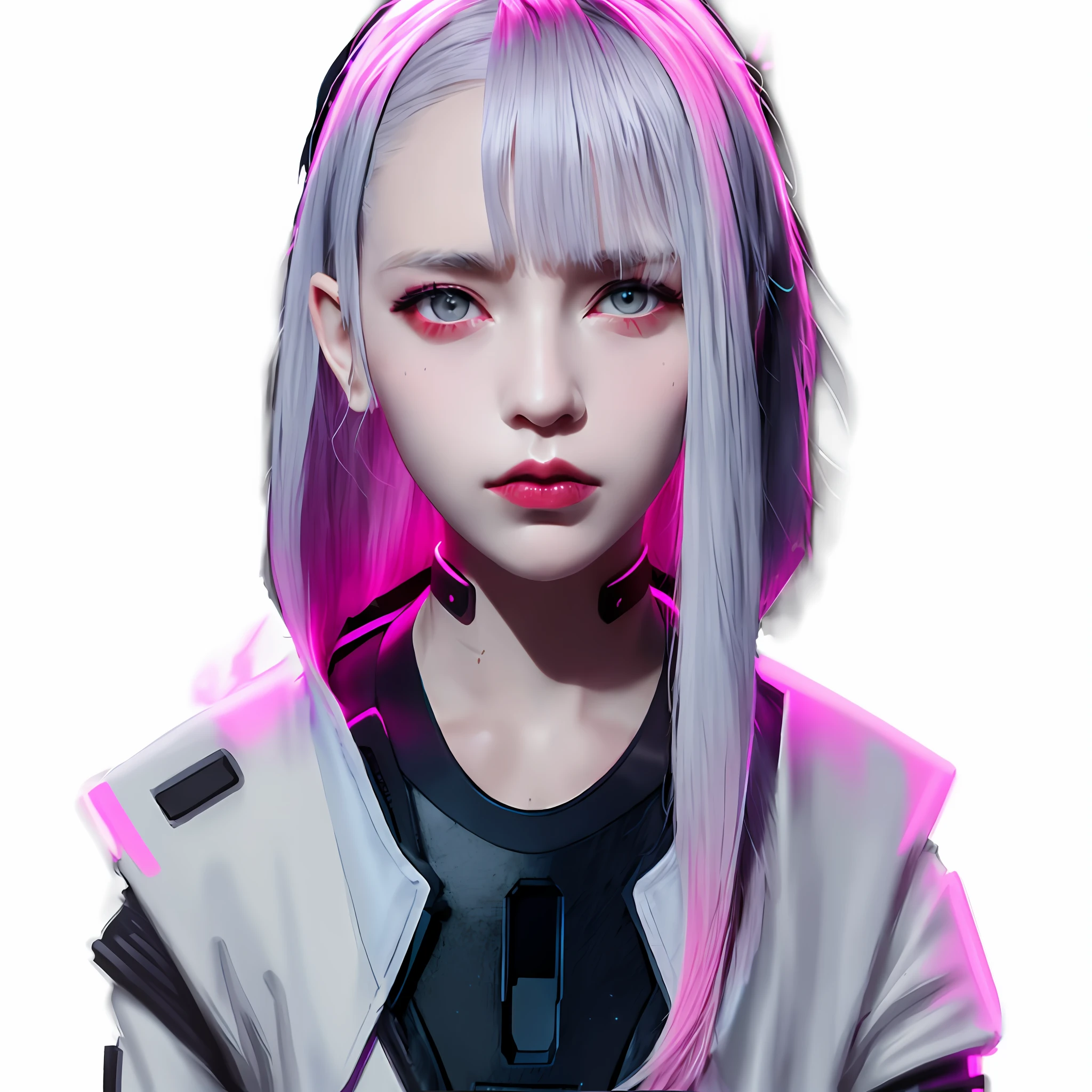 futuristic outfit, neon white and black jacket, very cute cyberpunk, cyberpunk samurai, ghost style, cyberpunk style victo ngai, cyberpunk neon style, cyberpunc, cyberpunk neon