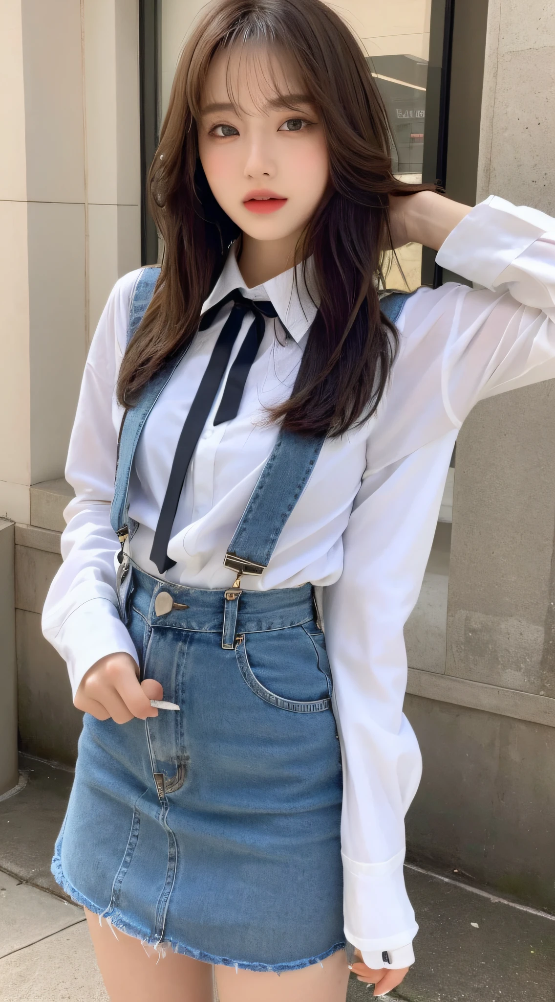 ((Top Quality, 8K, Masterpiece: 1.3)), Focus: 1.2, Cute Girl One, Perfect Beauty: 1.4, Asto: 1.2, ((Layered Hairstyle, Small: 1.2)), (Wet Clothes: 1.1), (Street: 1.3), Sheer Dress: 1.1, Highly Detailed Face and Skin Texture, Detailed Eyes, Double Eyelids, Whitening Skin, Miniskirt, Low-cut Suspenders, Beautiful Feet, Long Long Legs.