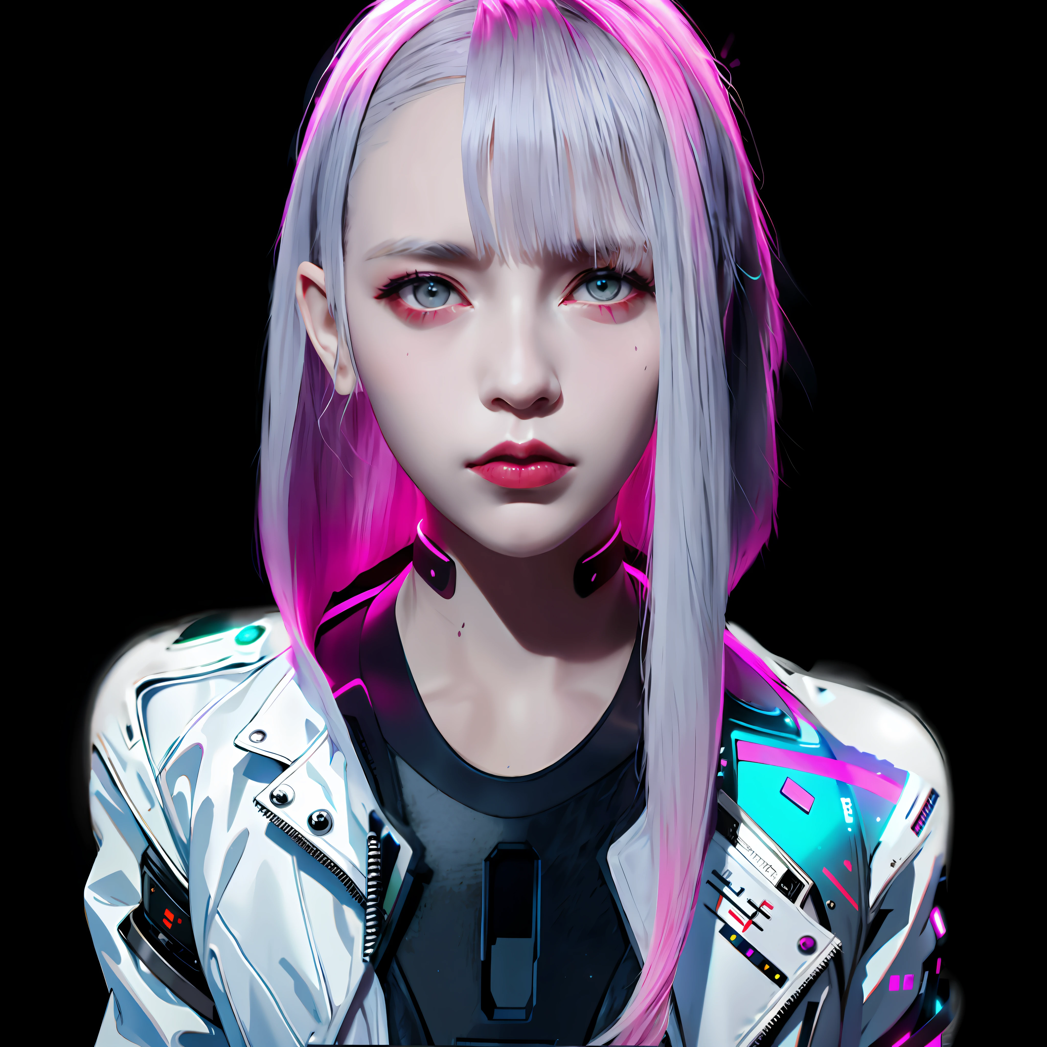A futuristic cyberpunk style white jacket