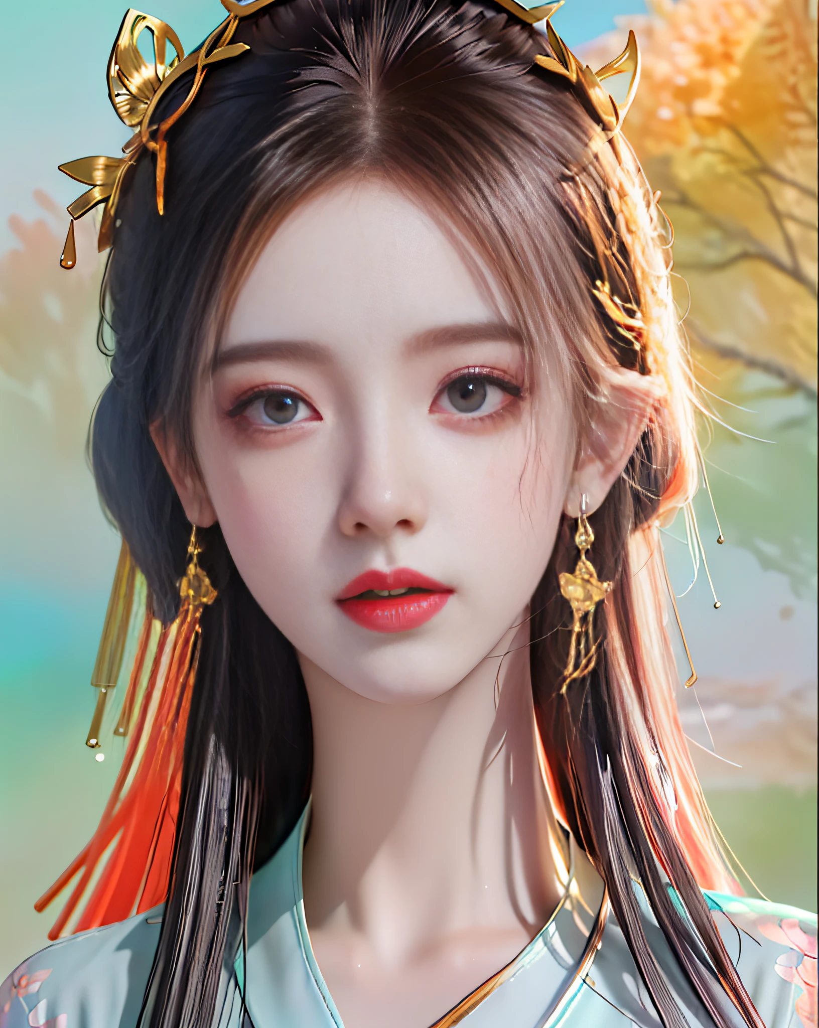 (8k, RAW photo:1.2), best quality, ultra high res,dramatic angle,(fluttered detailed color splashs), (illustration),(((1 girl))),(long hair),(rain:0.9), (头饰:1.4),少女身边有一座古宫,汉服,(重点),彩色水墨画,(泼彩),泼彩,(((colorful))),(素描:0.8) , Masterpiece, best quality, beautiful painted, highly detailed,(denoising:0.6),[splash ink],((ink refraction)), (beautiful detailed sky),moon,highly,detaild,(masterpiece, best quality, extremely detailed） CG unity 8k壁纸，杰作，最好的质量，超详细），（石蒜），