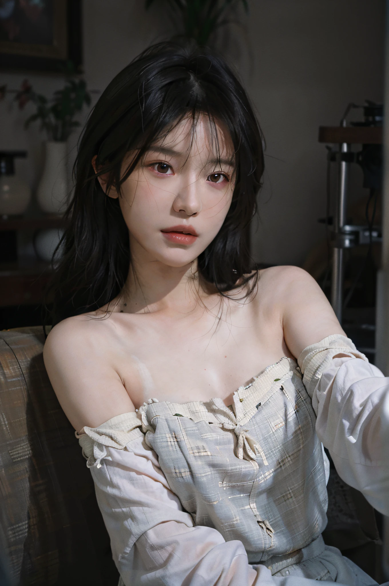 8K,Best quality, masterpiece, ultra high res, (photorealistic:1.4), raw photo, (Authentic skin texture:1.3), (film grain:1.3), (selfie angle),1girl,beautiful detailed eyes and face,masterpiece, best quality,close-up,upper bod,
