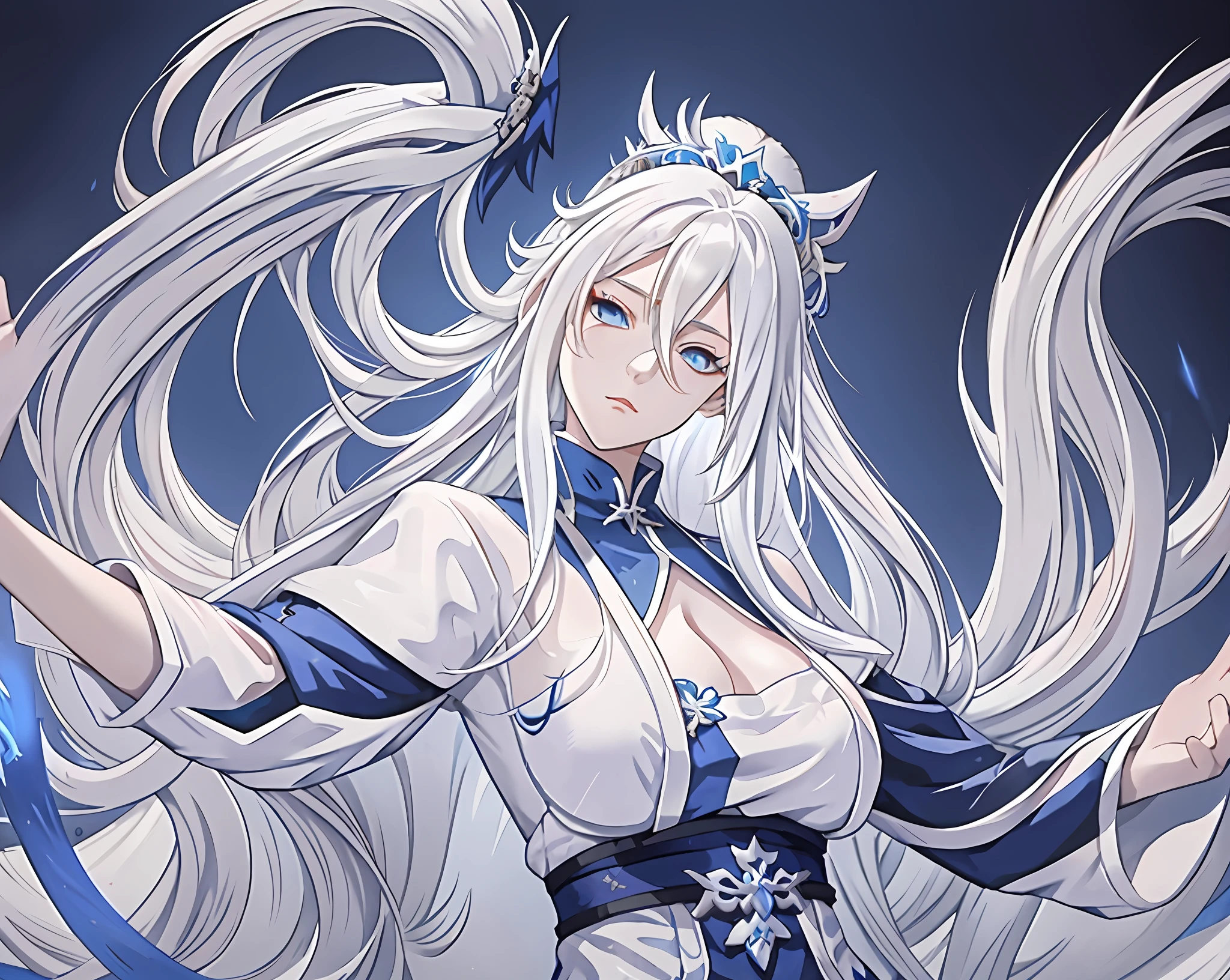 anime - style image of a woman with white hair and blue eyes, onmyoji portrait, white haired deity, heise jinyao, from bravely default ii, keqing from genshin impact, official art, onmyoji, made with anime painter studio, anime character, official character art, character art closeup, delicate androgynous prince, onmyoji detailed art