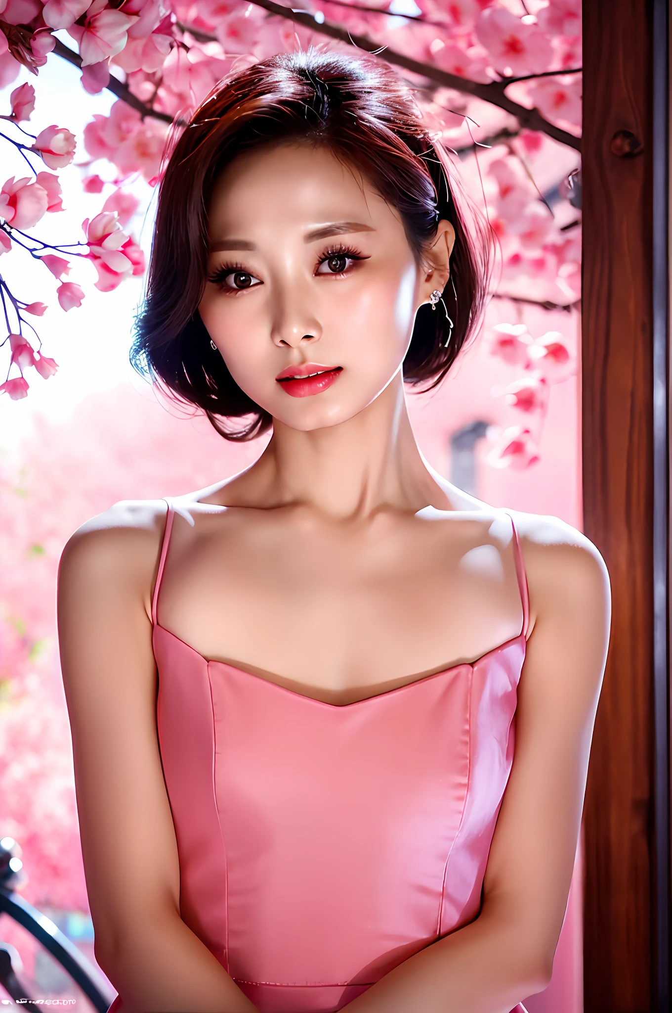 Gentle and lovely Chinese beautiful woman, bust photo, delicate sexy collarbone, charming goose egg face, double eyelids, smart peach blossom eyes, pink lips, small upturned nose, bare shoulders, focused face, face close-up, ultra HD, super details, elegant standing, yoga pants.