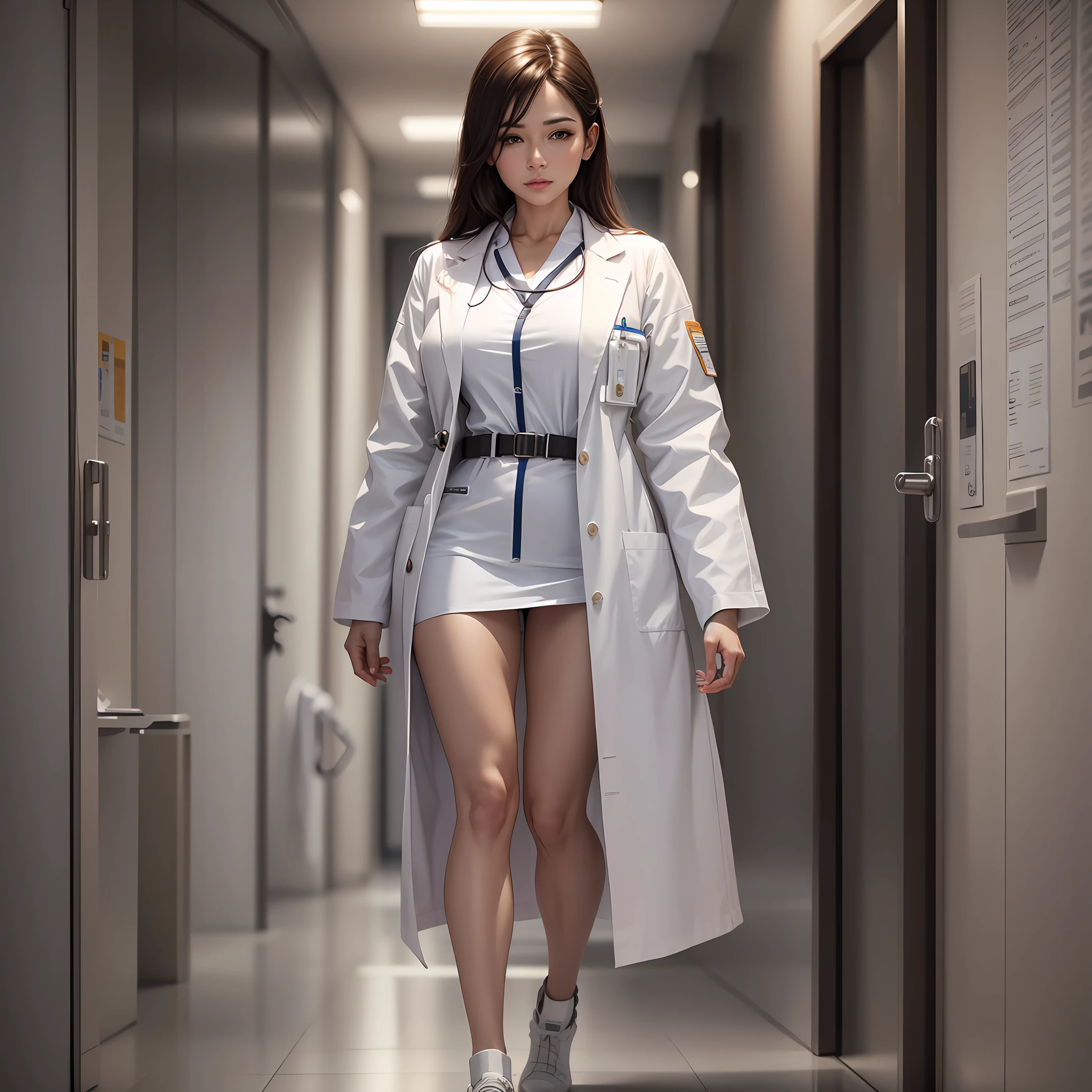 full body woman, white coat medical style professional photo, lighting, realism, 8k --auto --s2