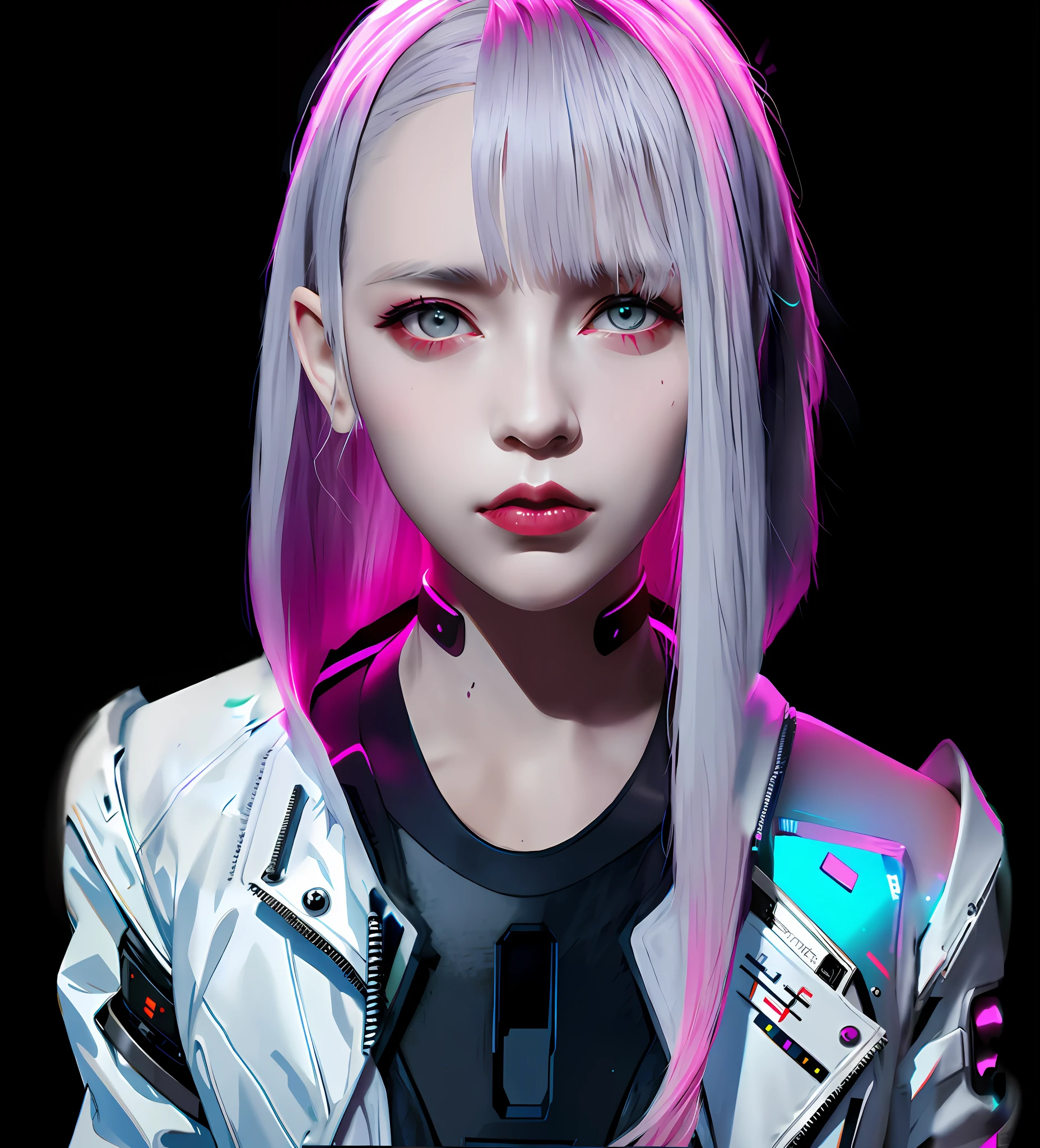 shoulders of a futuristic cyberpunk style white jacket