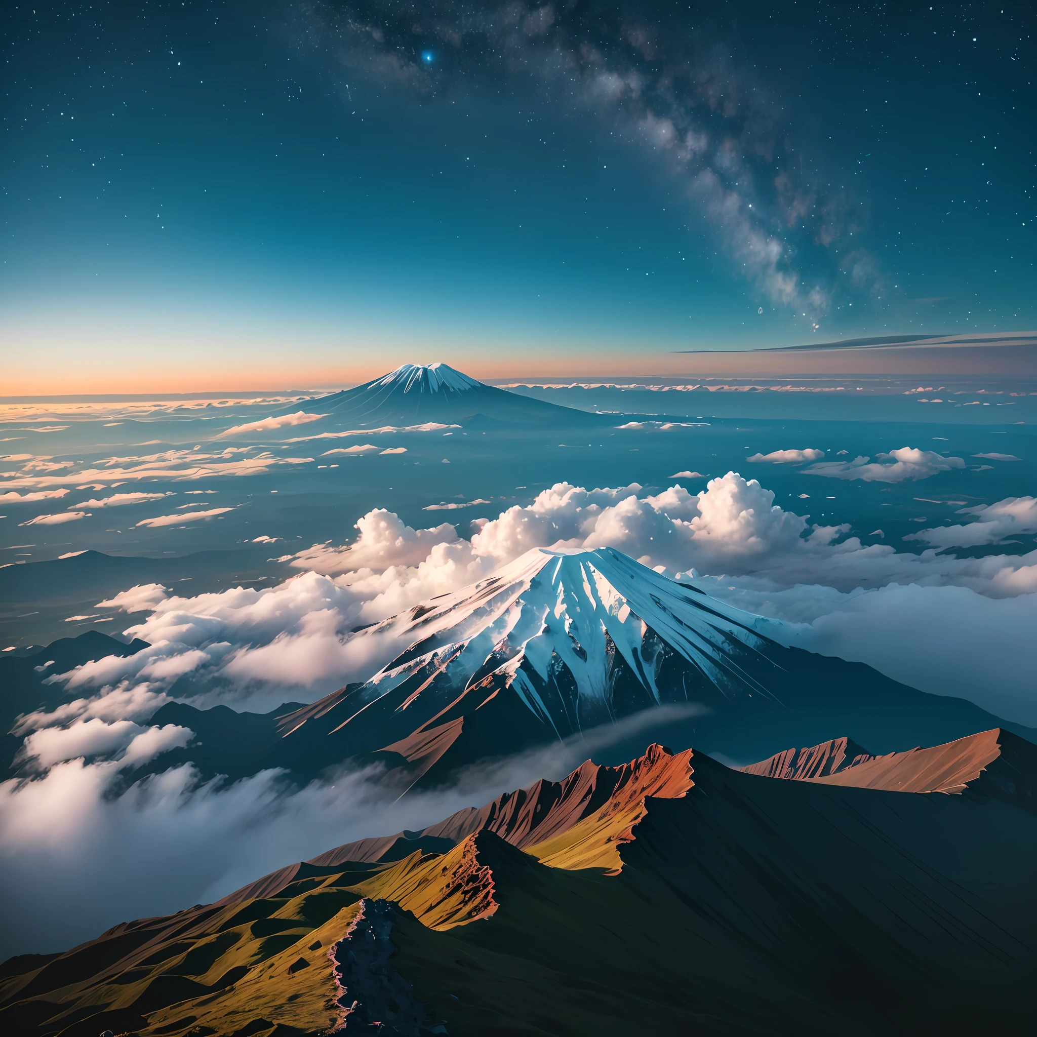 8K realistic, high resolution, natural photography from the top of Mount Semeru Indonesia, photo using the iPhone 14 camera, evening time --auto --s2