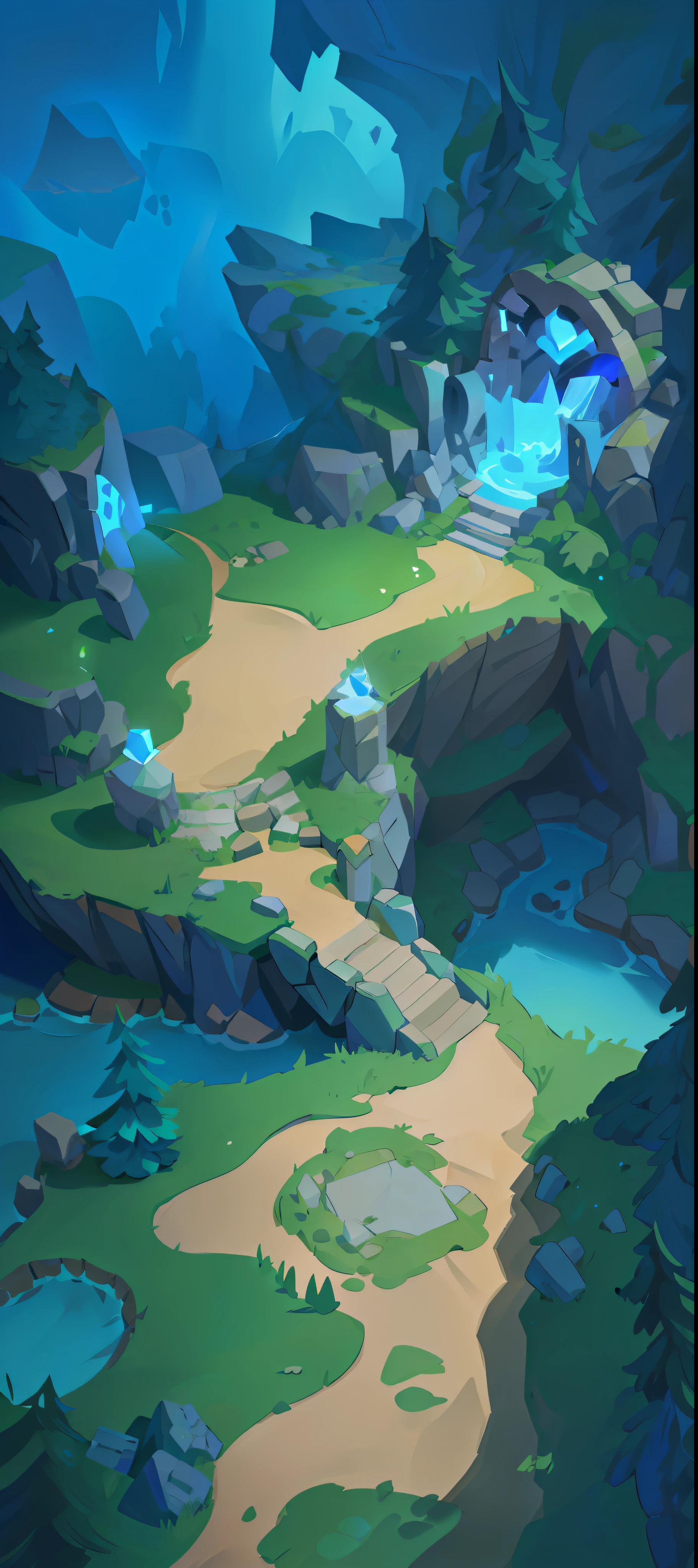 a close up of a cartoon style landscape with a stream, odin's stone arena background, stylized concept art, background art, stylized game art, arena background, background artwork, painted as a game concept art, mobile game background, detailed game art, mobile game art, light kingdom backdrop, heartstone original art style, 2 d game environment design