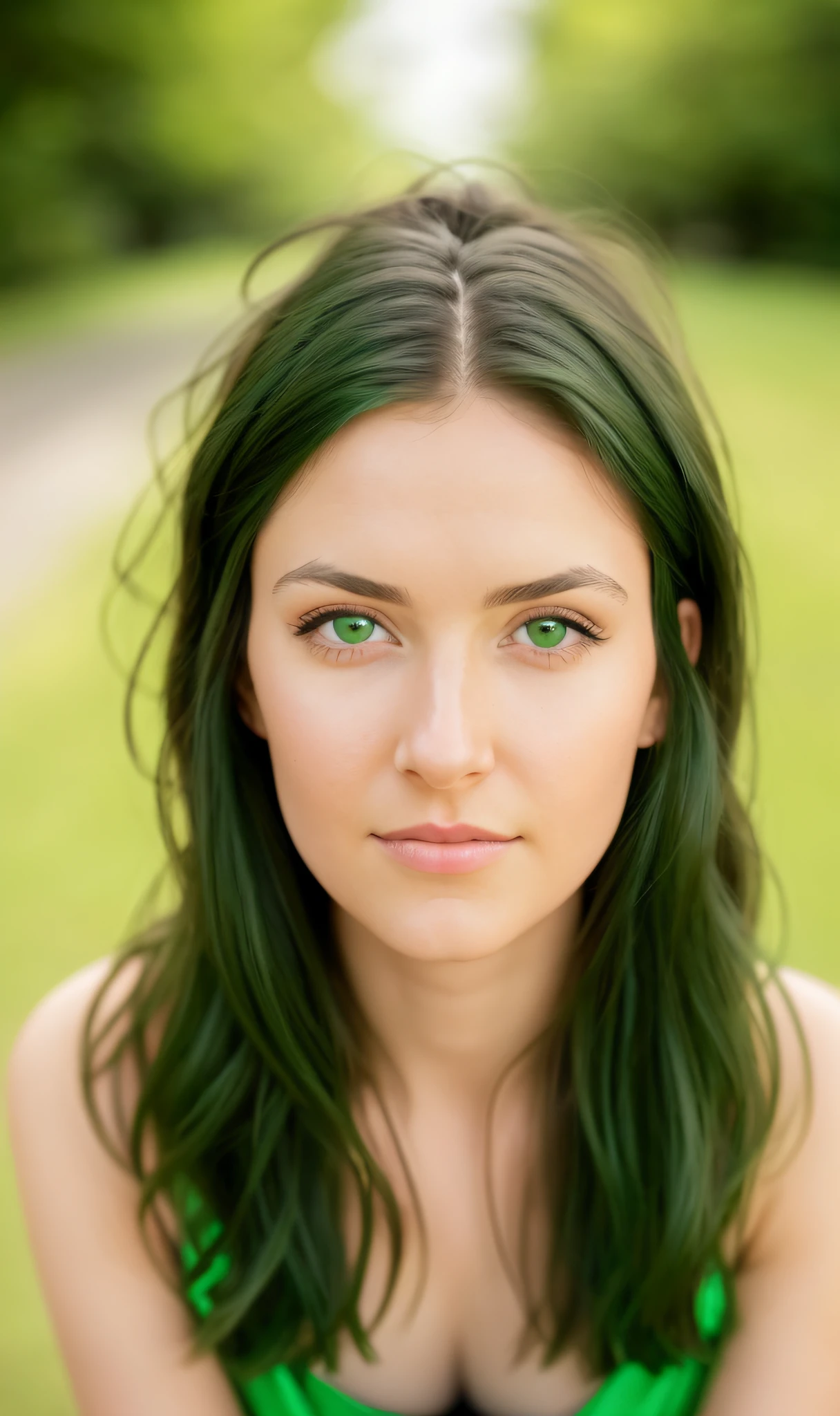 arafed woman with long dark hair and green eyes looking at the camera, sexy girl with green eyes, green eyes fine face pretty face, accurate green eyes, bright accurate green eyes, clear green eyes, with stunning green eyes, young woman's face, 60mm portrait, piercing green eyes, soft portrait shot 8 k, beautiful green eyes, large green eyes