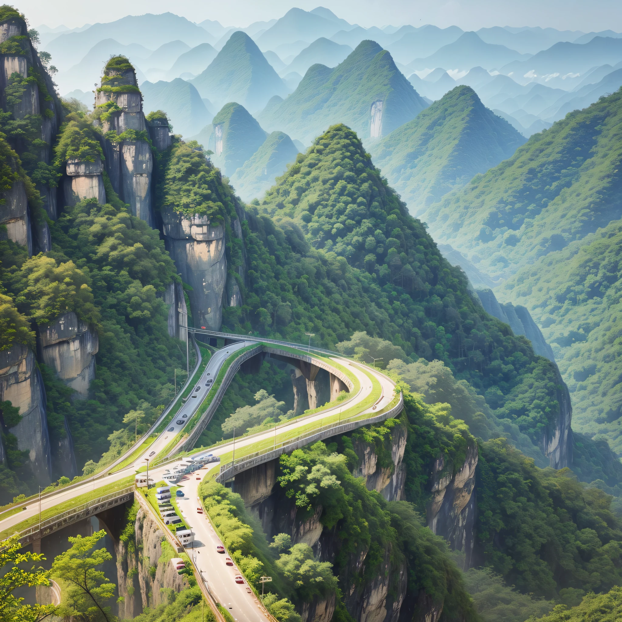 Guangxi's winding mountain road --auto --s2