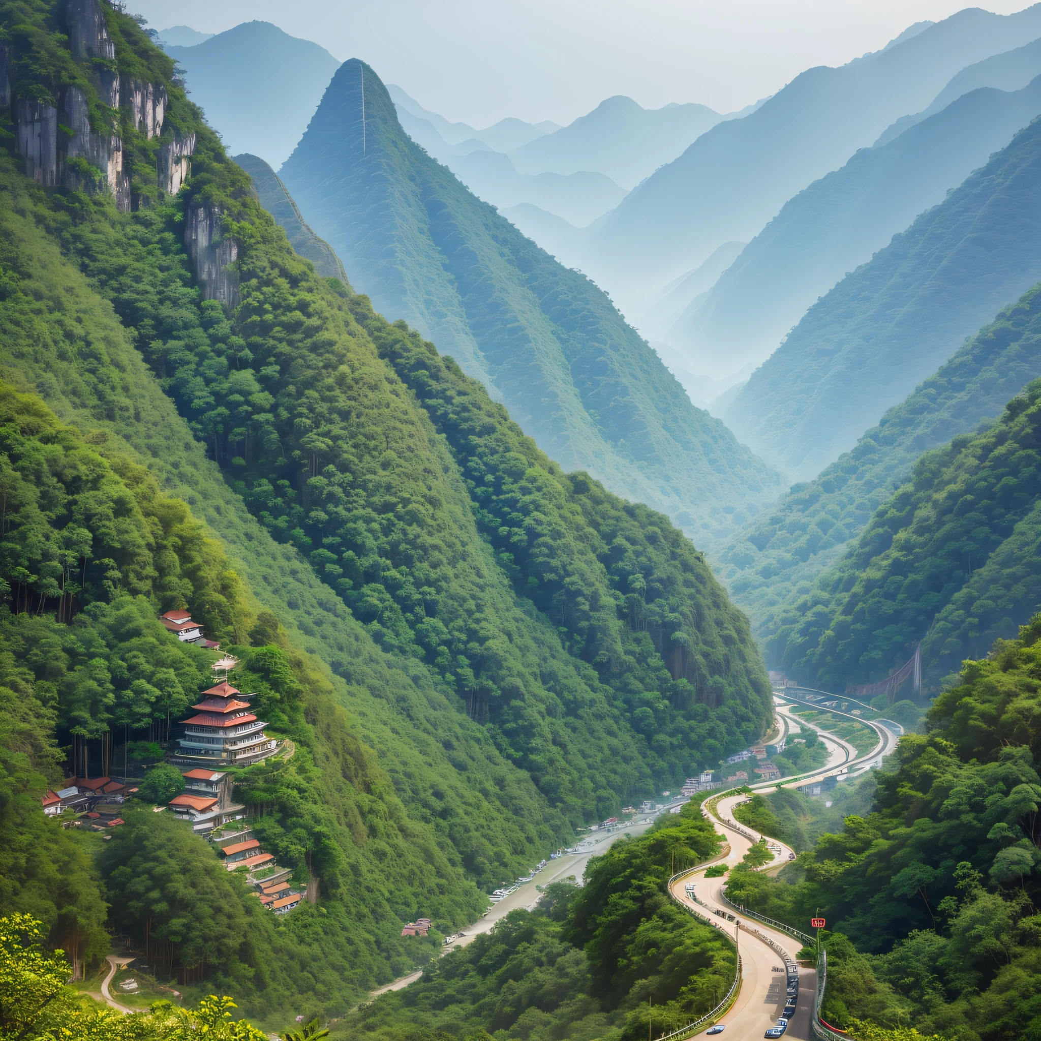 Guangxi's winding mountain road --auto --s2