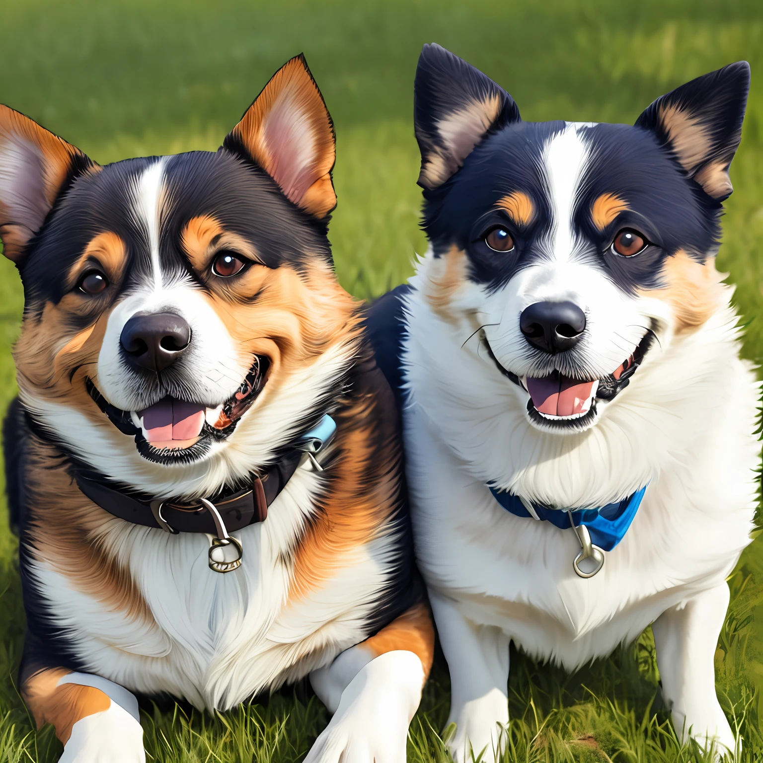Two dogs smiling
