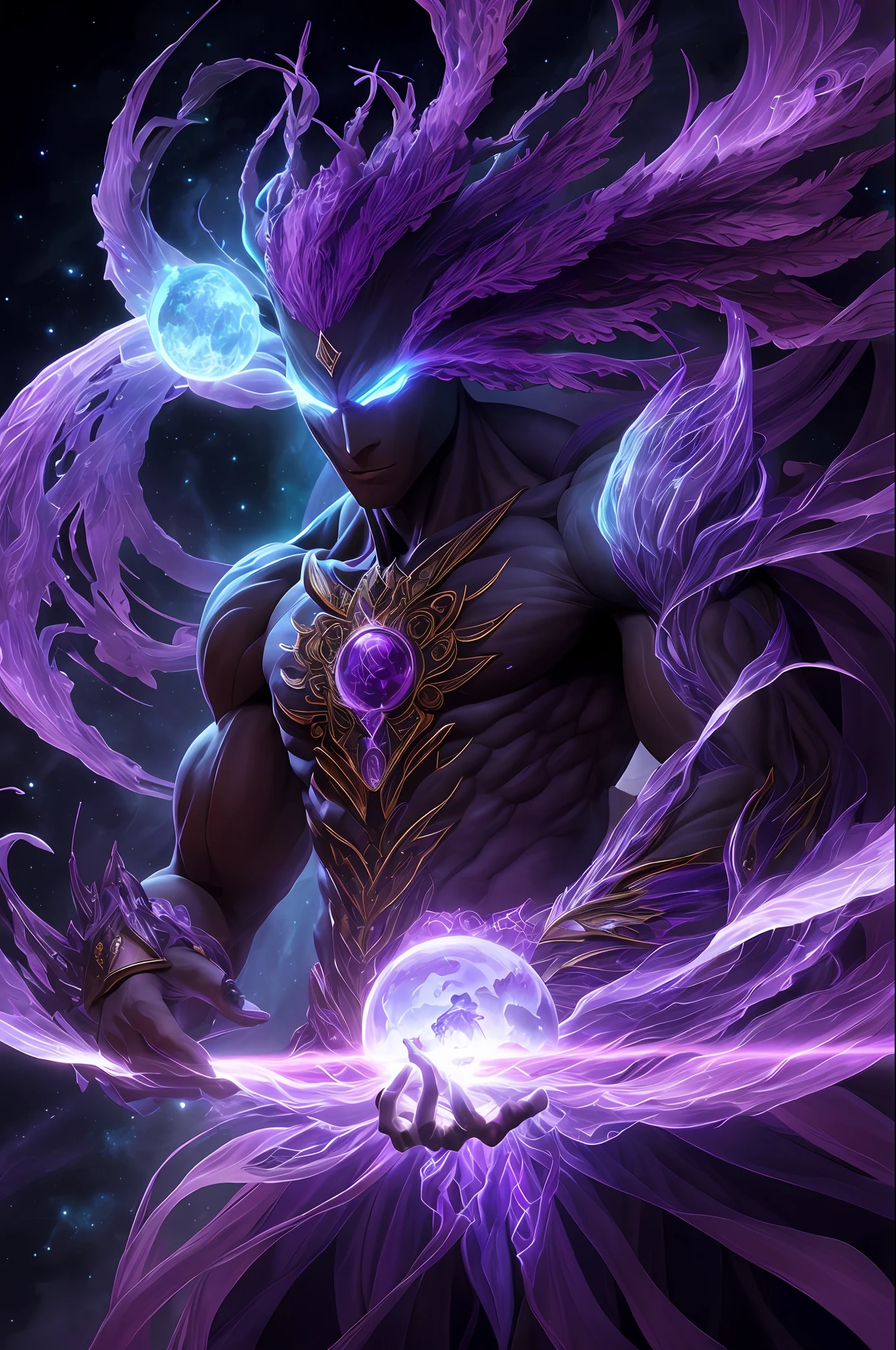 "Create an ultra-detailed, best quality, high-resolution masterpiece depicting an umbral elemental with an inhumanoid figure seeping with purple energy" perfect shadows, high quality shading, photorealistic,