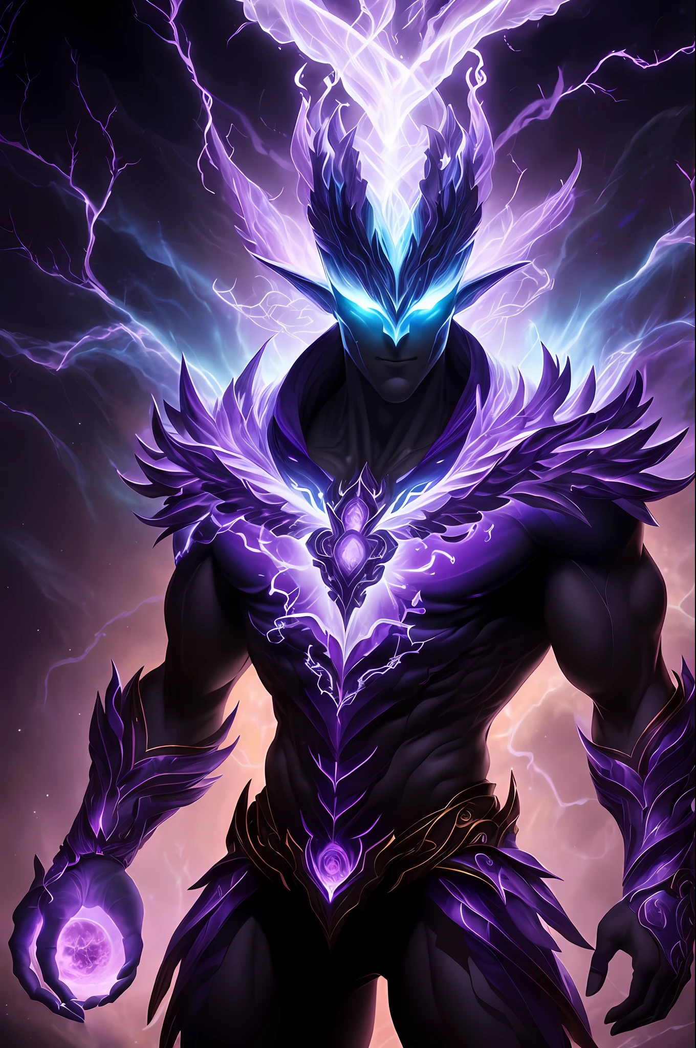 "Create an ultra-detailed, best quality, high-resolution masterpiece depicting an umbral elemental with an inhumanoid figure seeping with purple energy" perfect shadows, high quality shading, photorealistic,