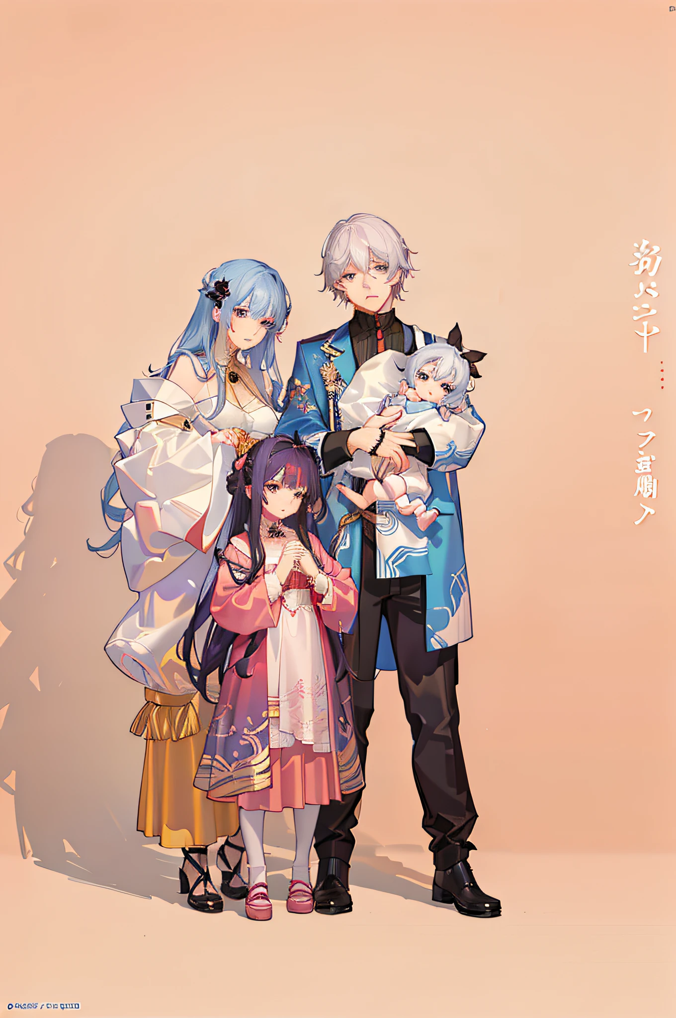anime characters posing for a picture with a and a woman, happy family, official fanart, high quality fanart, artwork in the style of guweiz, manhwa, made with anime painter studio, family portrait, official art, detailed fanart, by Yanagawa Nobusada, official illustration, anime style illustration, in anime style, lonely family, highly detailed exquisite fanart