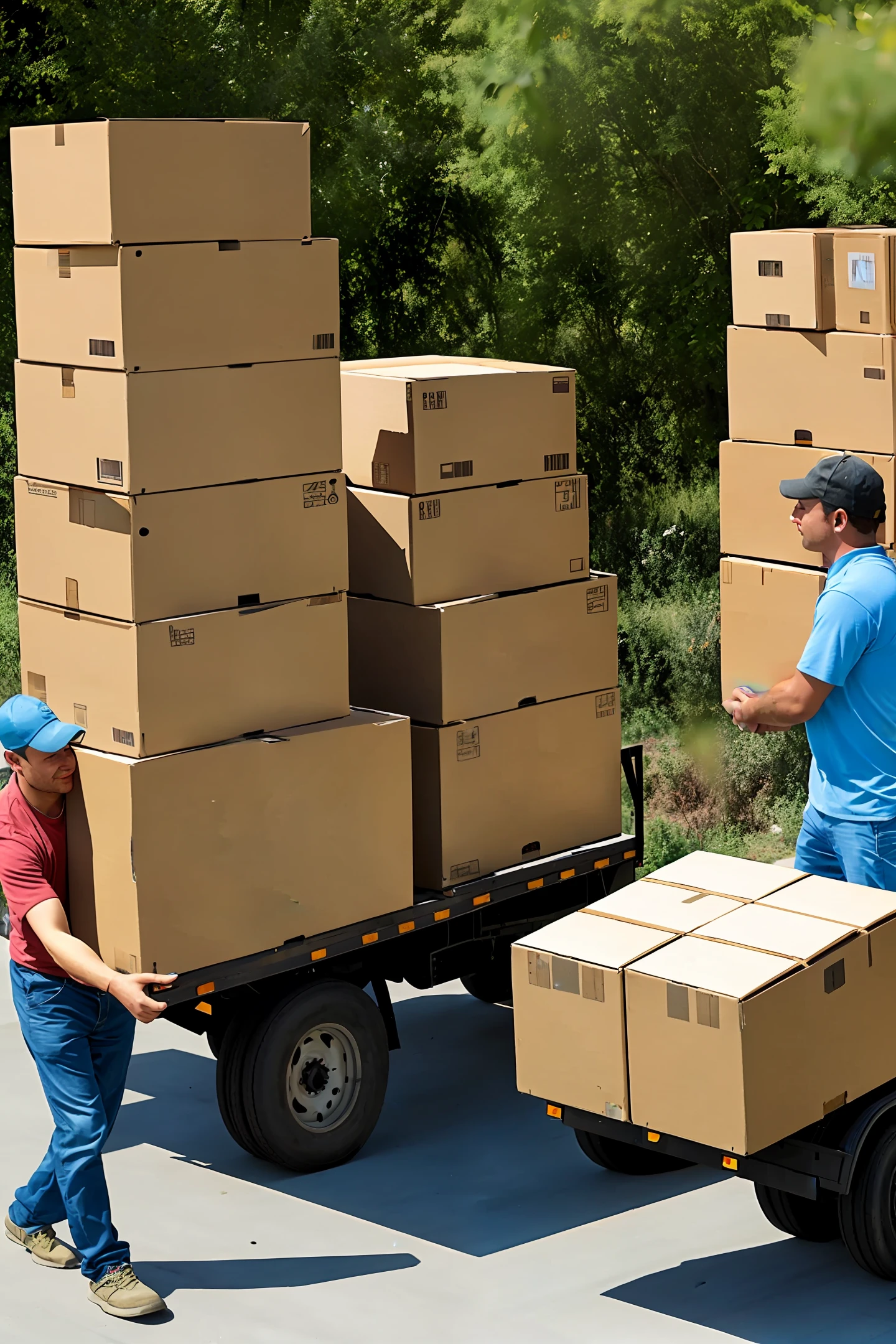 Truck with person carrying boxes