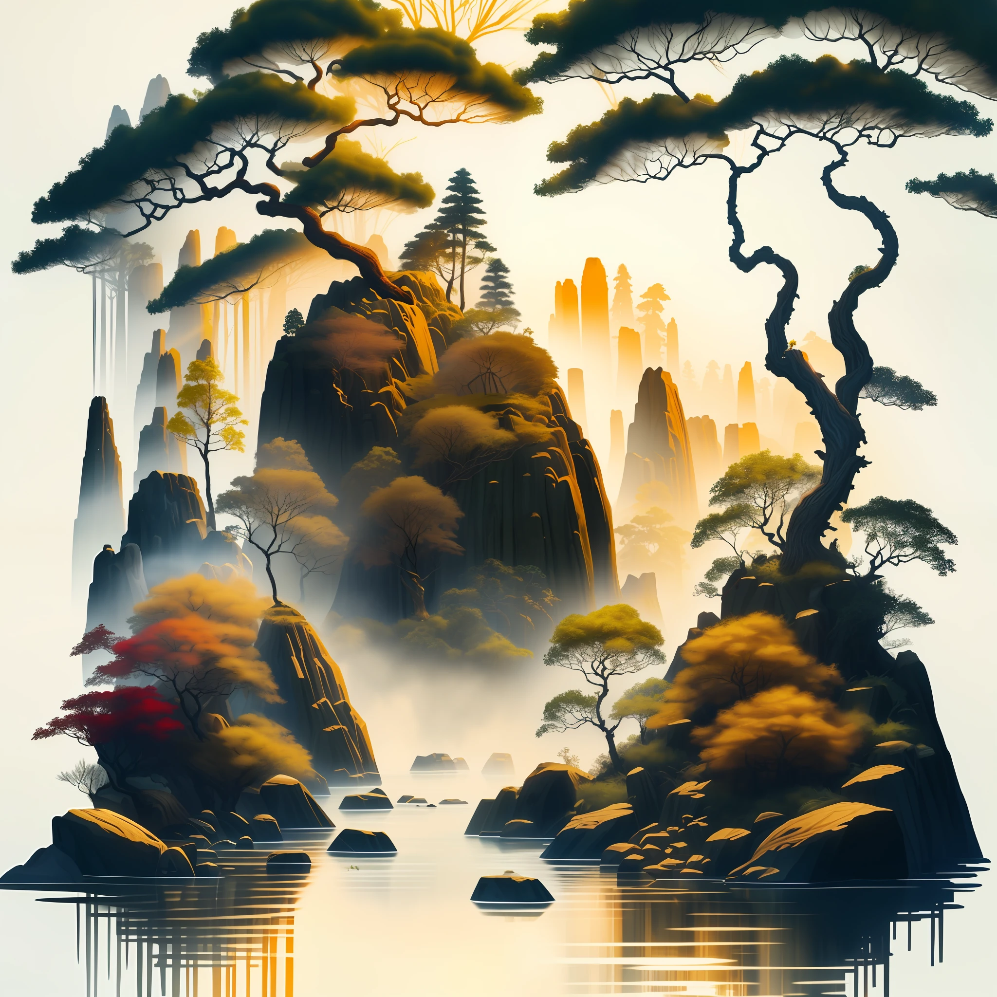 Masterpiece, best quality, (very detailed CG unified 8k wallpaper), (best quality), (best illustration), (best shadow), Mysterious forest, beautiful forest, nature,  (natural elements), (jungle theme), (particle effects) and other 3D, Octane rendering, ray tracing, super detailed