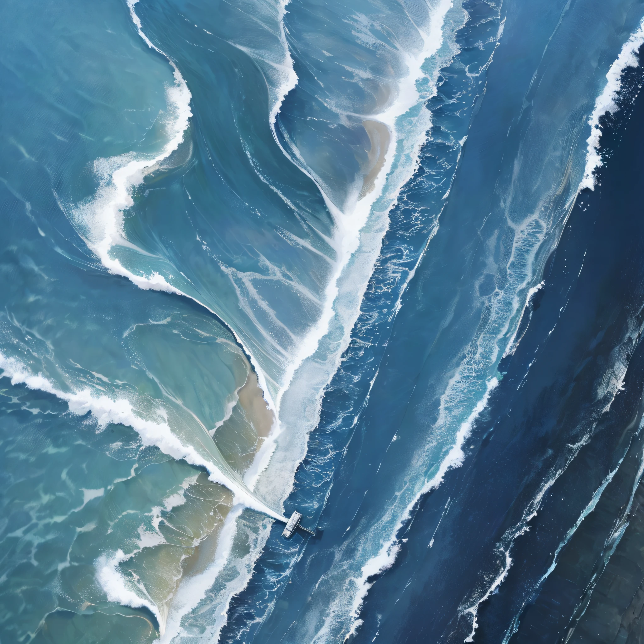 Absurd resolution, high resolution, (masterpiece: 1.4), hyper-detail, shoreside, blue mechanical titan giant, tsunami, water column, shock