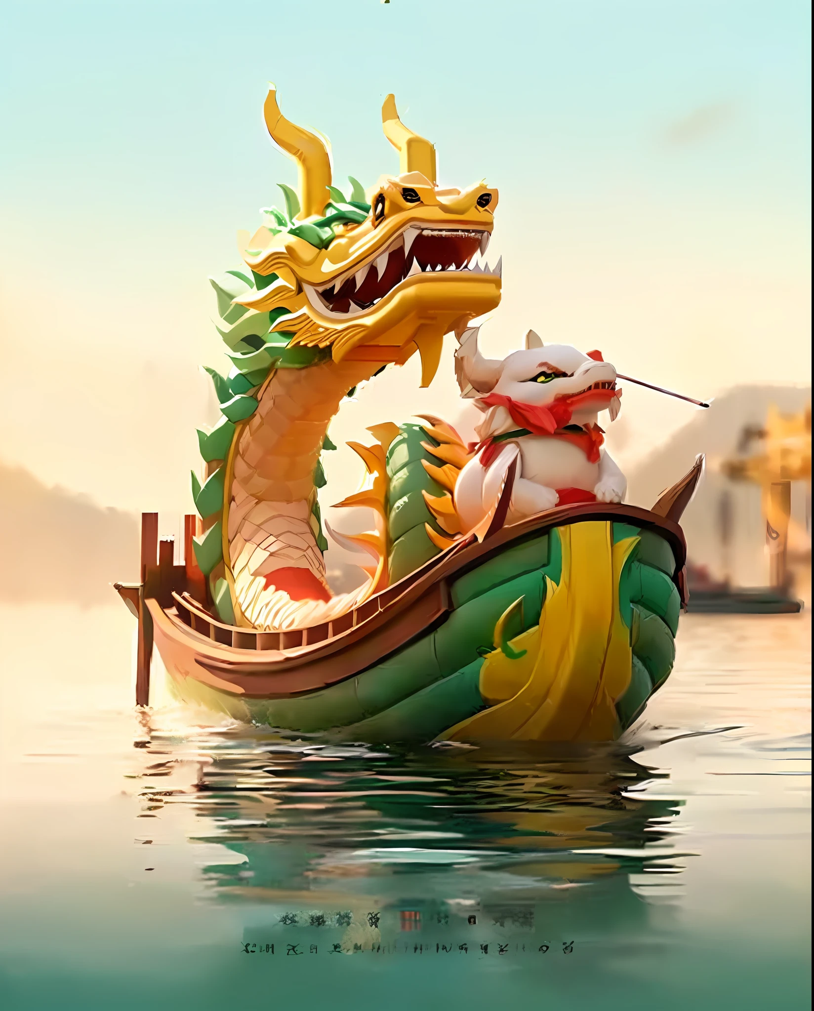 There is a dragon boat, fantasy. Gondola Boat, Shenlong and CG Society - W 1 0 2 4 - N 8 - I, Floating Chinese Irony, Trends in CGsociety, Chinese Dragon Concept Art, Fat Dragon and Knight, CGsociety and Weathering Bell, CGhSociety) --auto --s2
