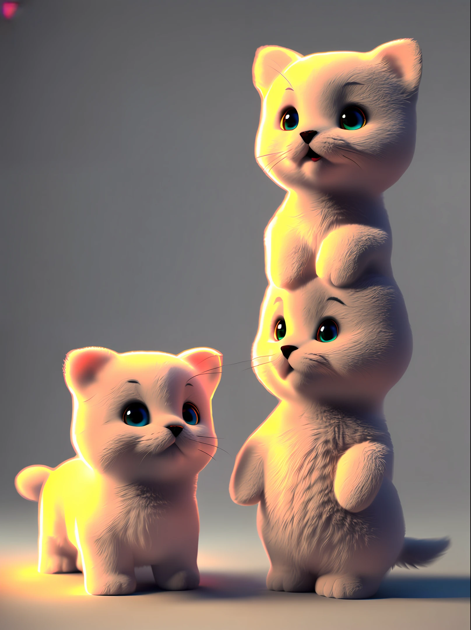 A cute little character in light 3D, side, delicate, showy, 8K