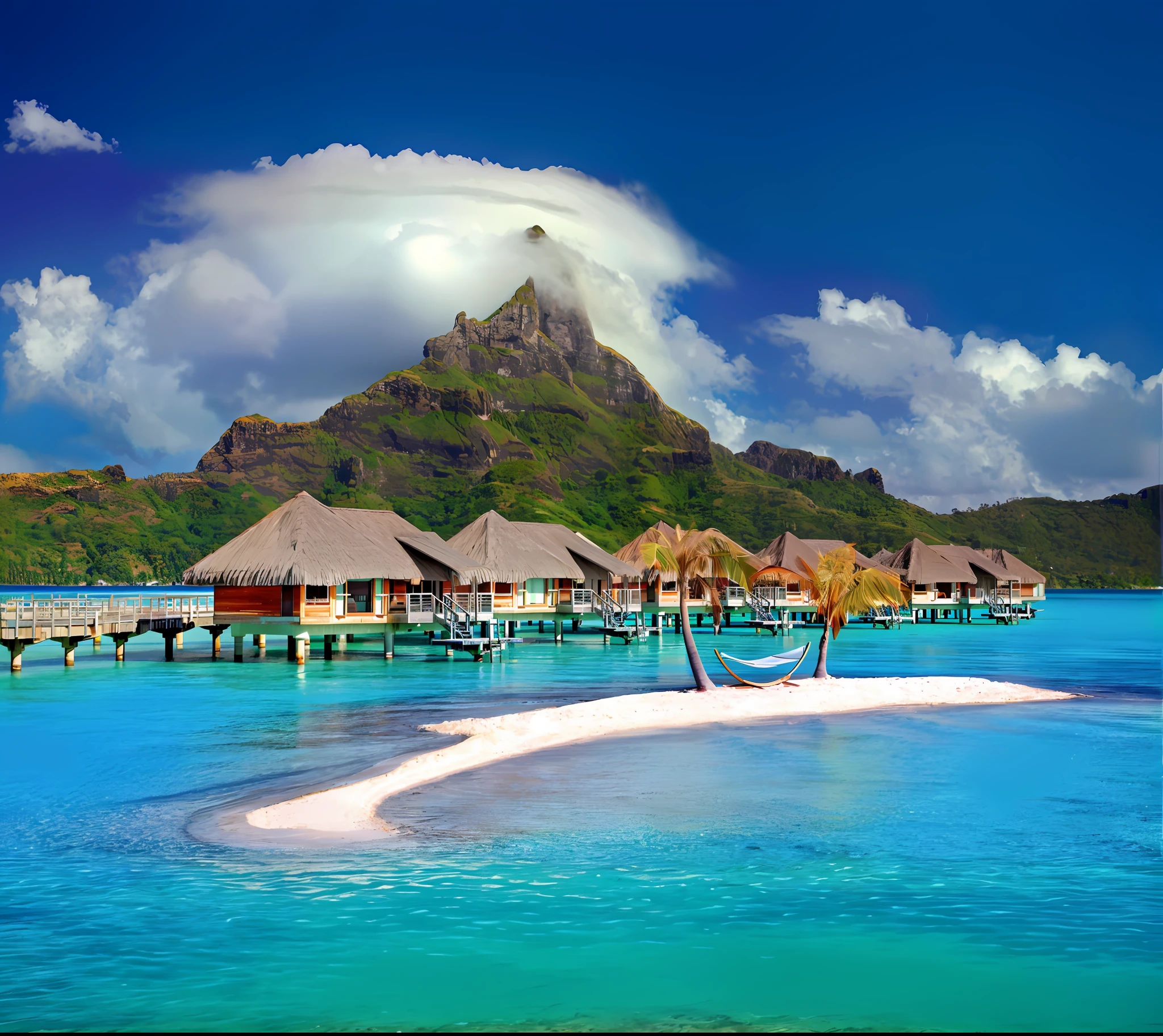 The sky above, the clear water below