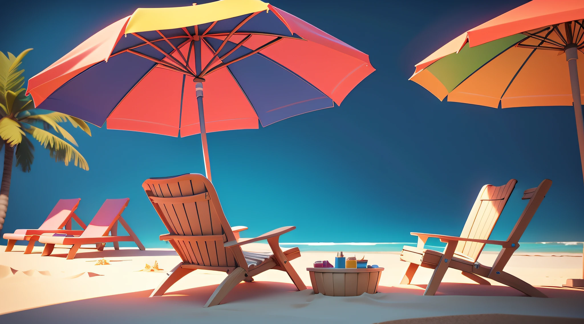 beach chair, umbrella, sand, pool, summer, a low poly render, trending, digital art, 3 d render stylized, 3 d illustration, 3d illustration, 3 d stylize scene, beach setting medium shot, beach setting, stylized 3d render, relaxing concept art, 3 d scene, 3d scene