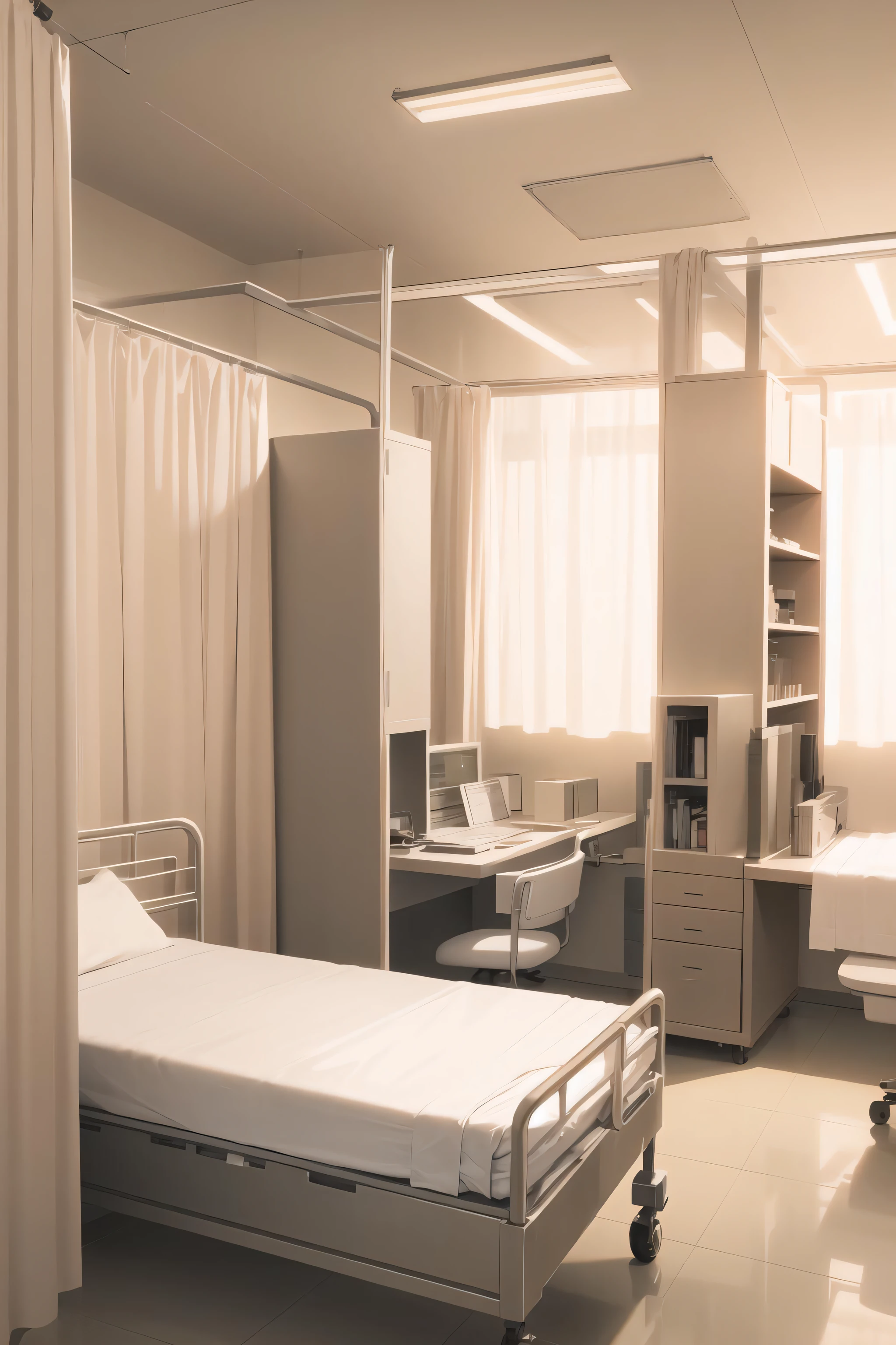 infirmary, curtains,, masterpiece, best quality, highly detailed