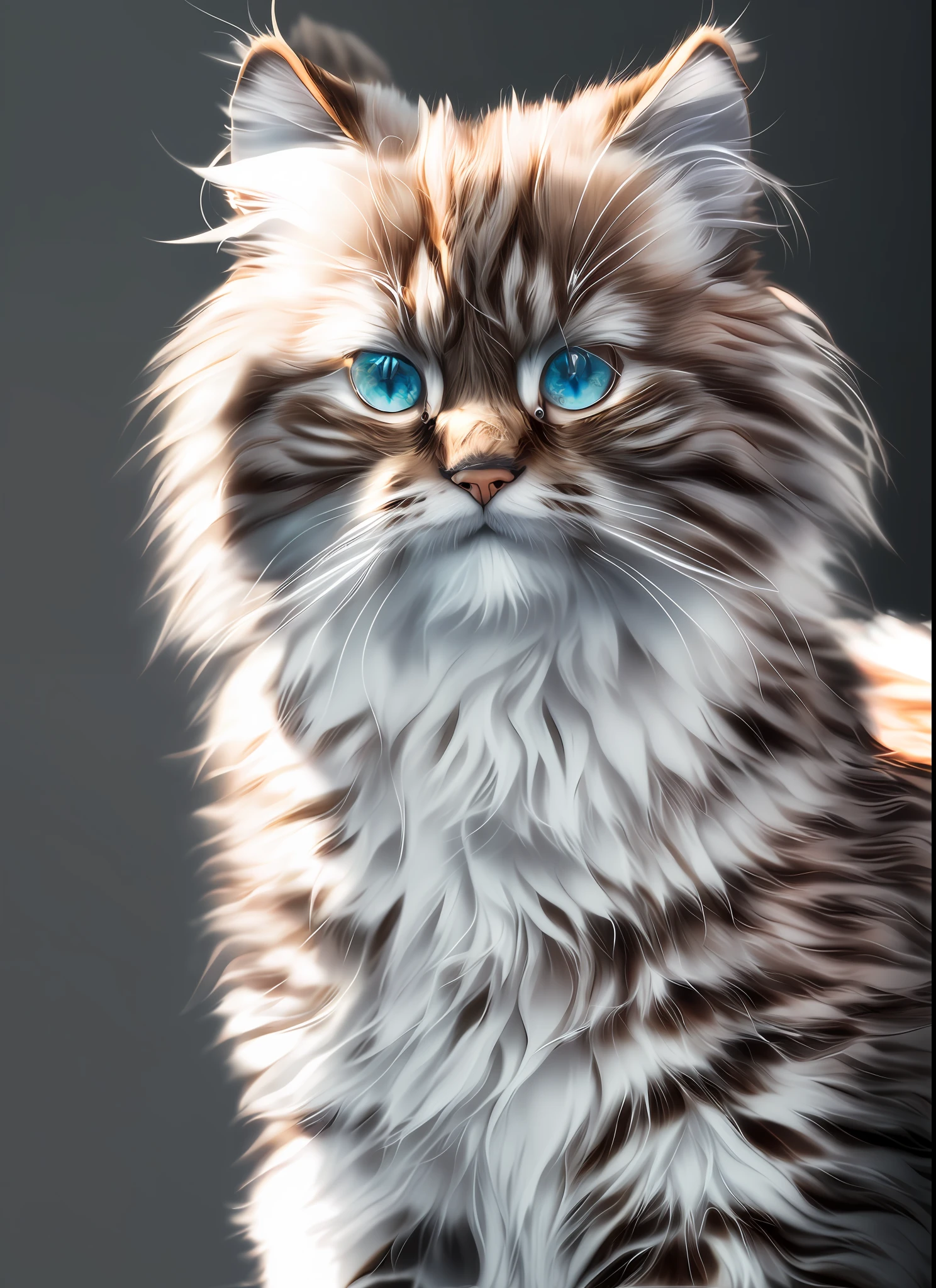 (extremely detailed CG unity 8k wallpaper),(masterpiece), (best quality), (realistic), soft lighting, white Siberian cat