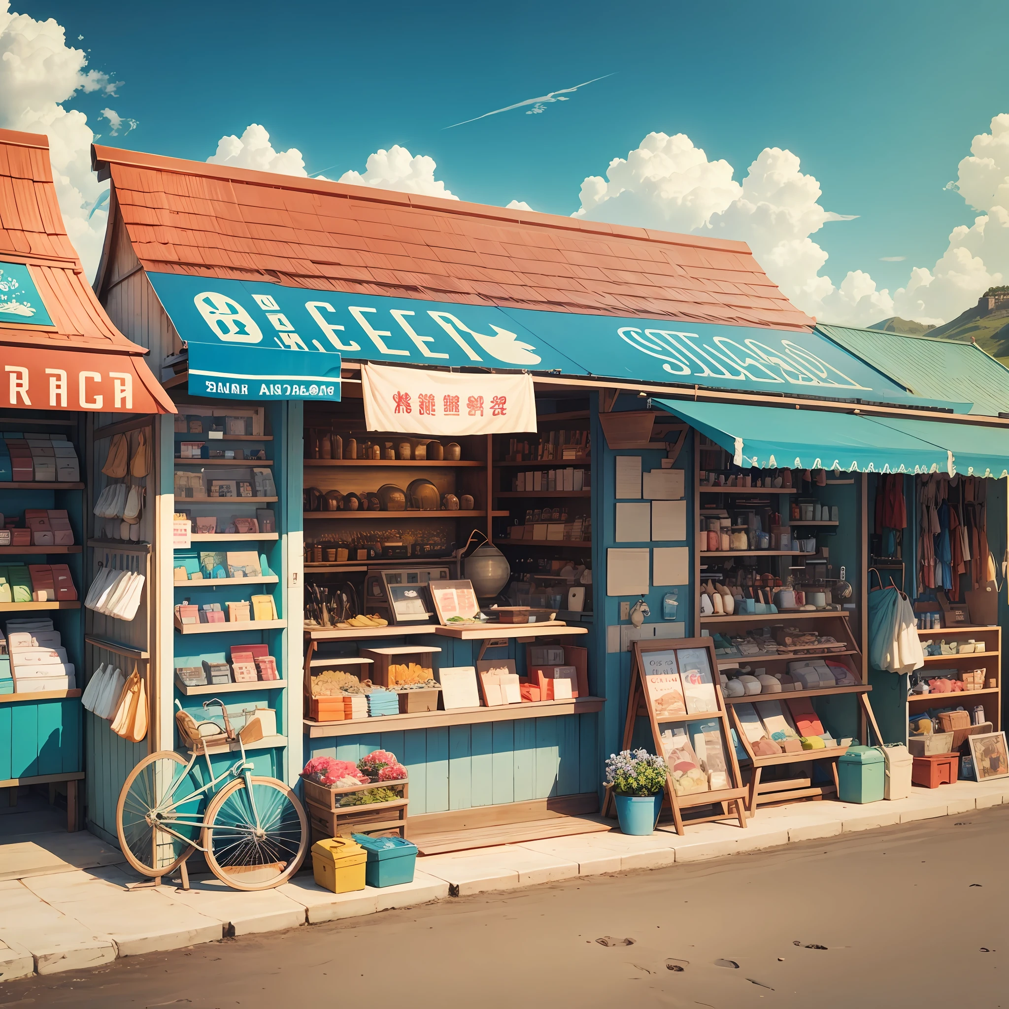 souvenir shop by the sea, landscape --auto --s2