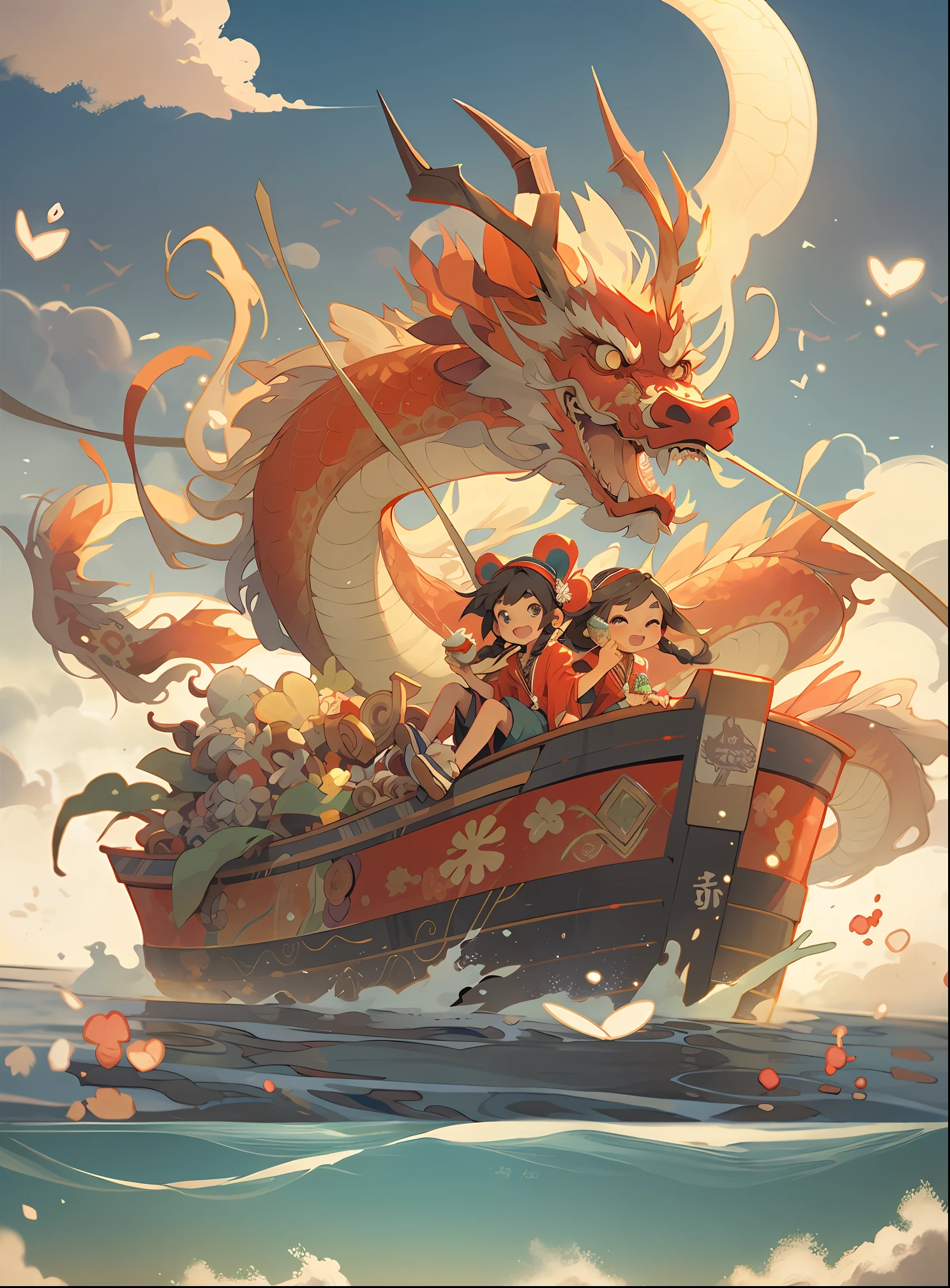 Dragon horn, blue sky, water