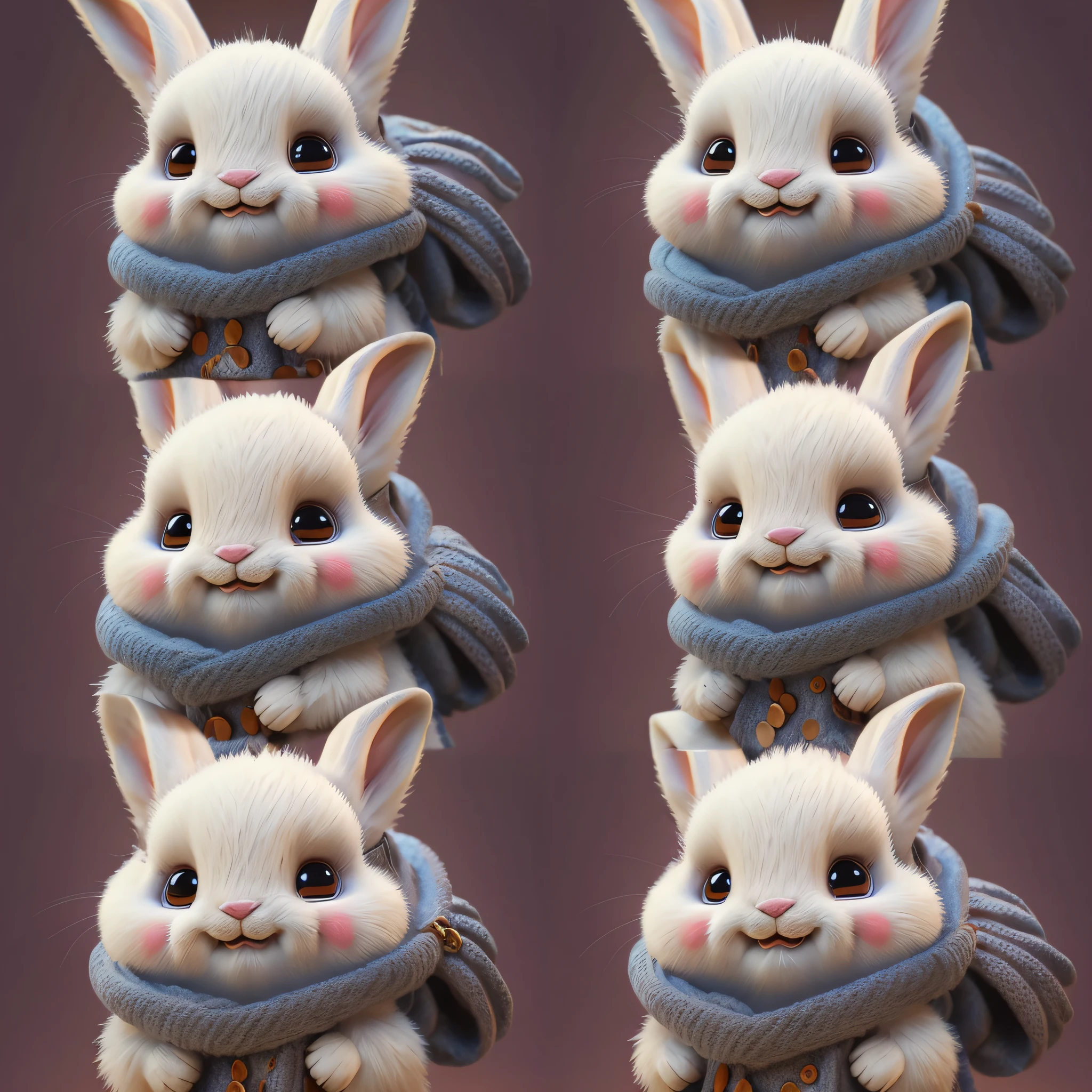 7 color rabbits, multiple actions, various expressions, illustration style --auto --s2