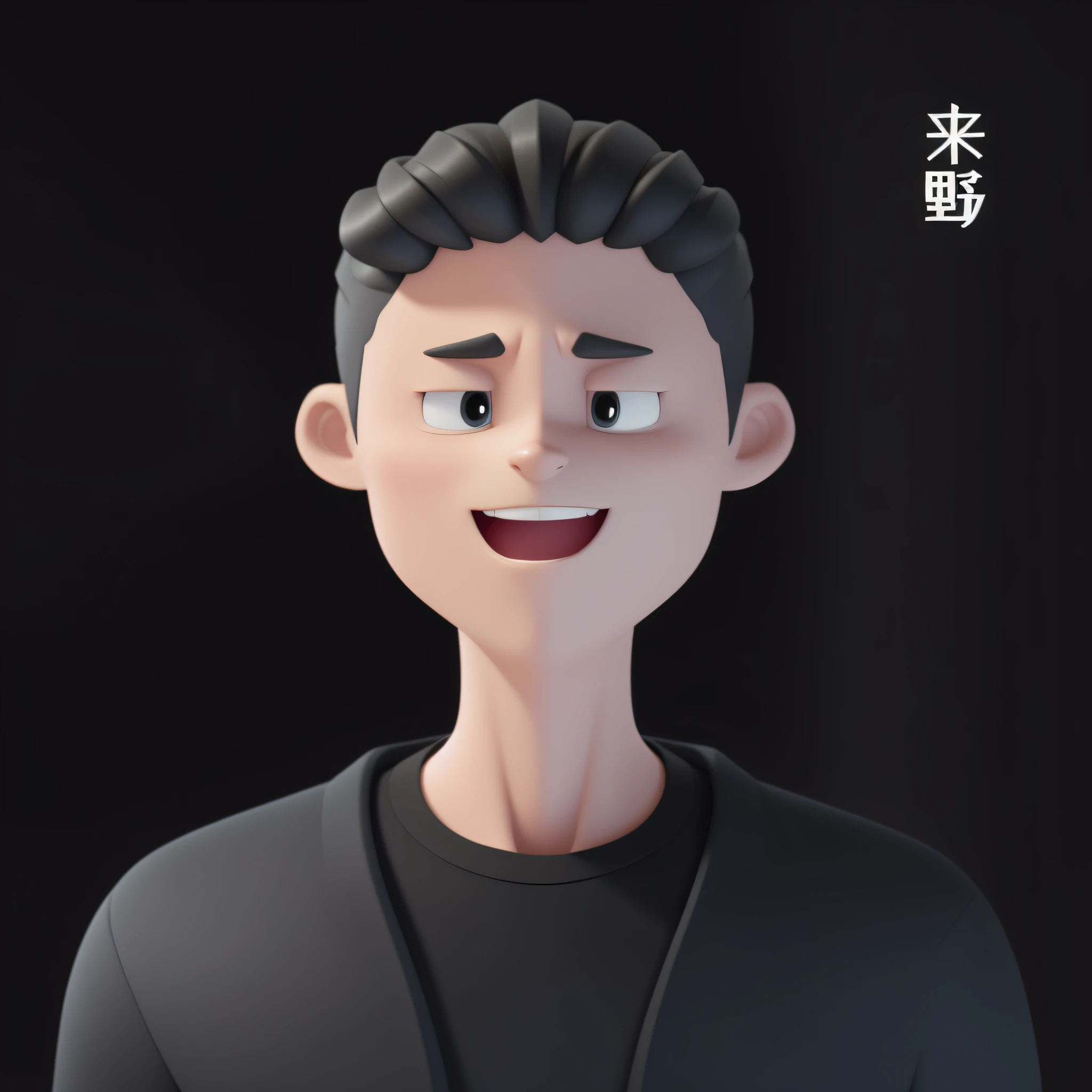 a close up of a cartoon character with a black shirt, 3d matte illustration, 2 d illustration, 2d illustration, 2d matte illustration, 3 d character, 3d character, animation character, digital character illustration, 3d illustration, 3 d illustration, detailed 2d illustration, close up character, for hire 3d artist, character portrait of me